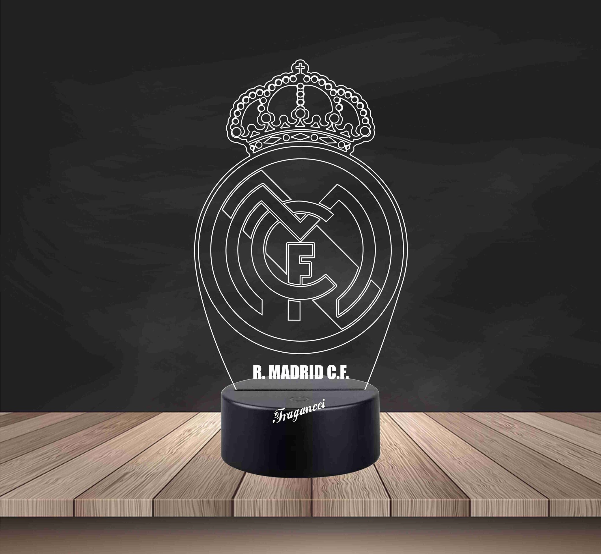 Lampara led 3d Escudo Futbol R Madrid personalizable, Lámpara led sobremesa - 2