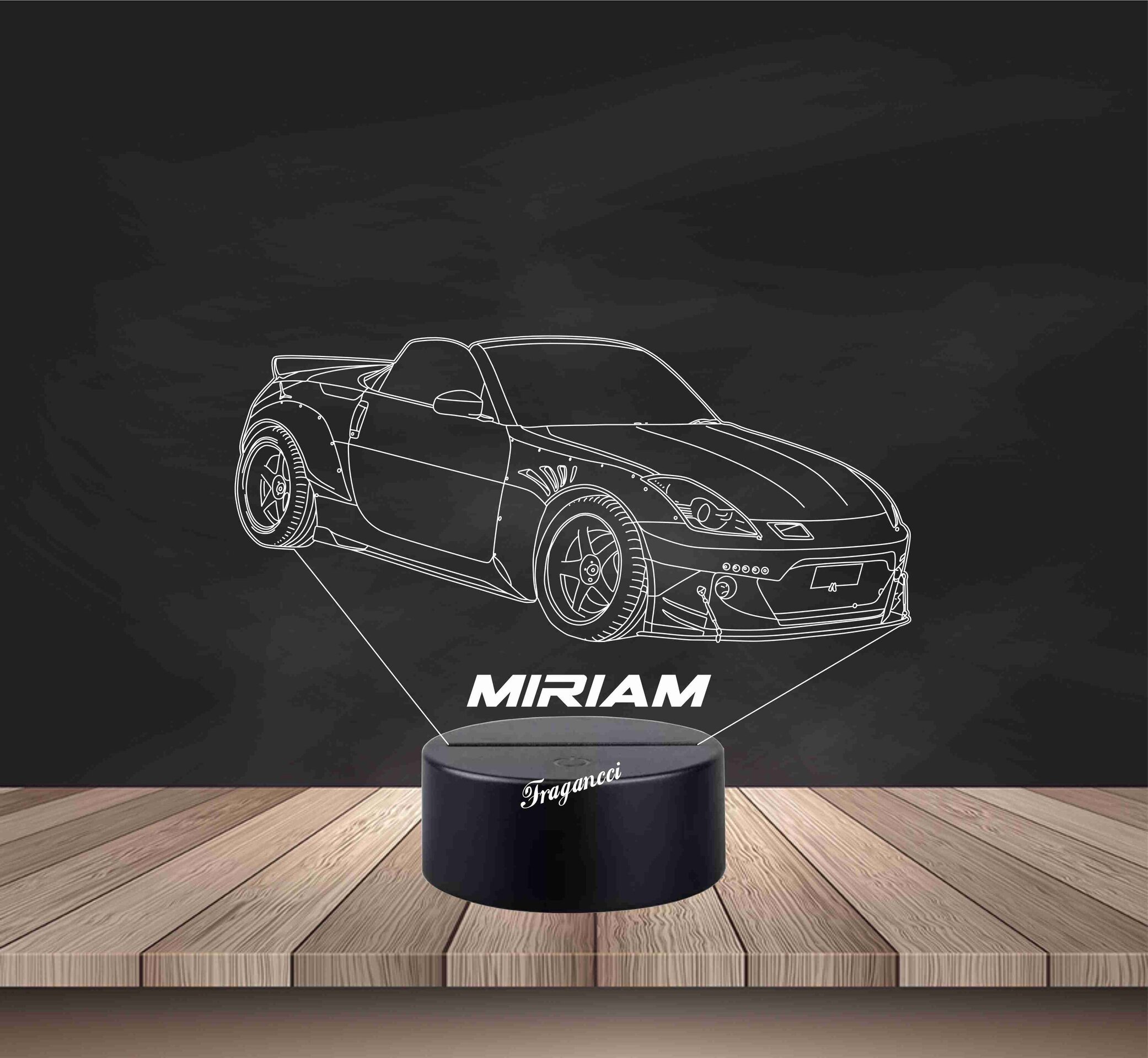 Lampara led 3d Nissa n 350 Z personalizable, Lámpara led sobremesa - 2