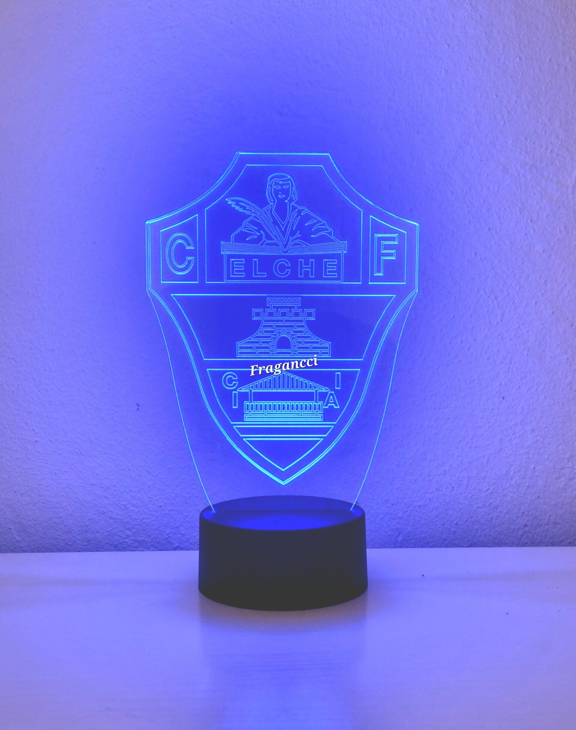 Lampara led 3d Escudo Futbol Elche personalizable, Lámpara led sobremesa - 7