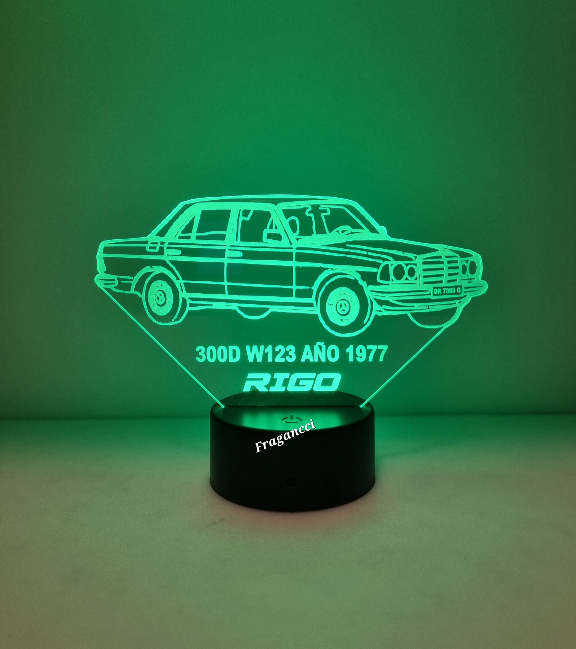 Lampara led 3d Mercede s 300D año 1977 personalizable, Lámpara led sobremesa - 8