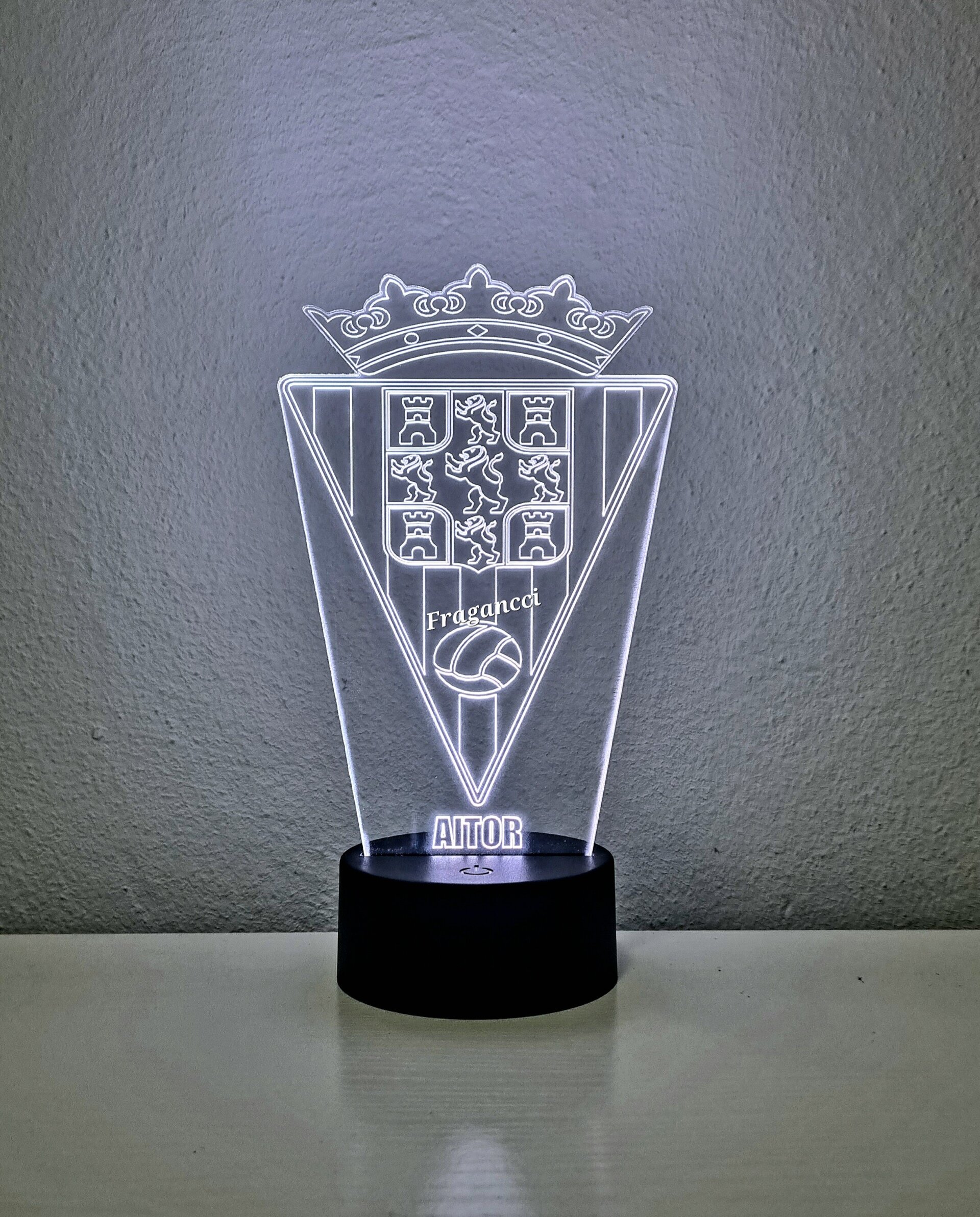 Lampara led 3d Escudo Futbol Córdoba personalizable, Lámpara led sobremesa - 6