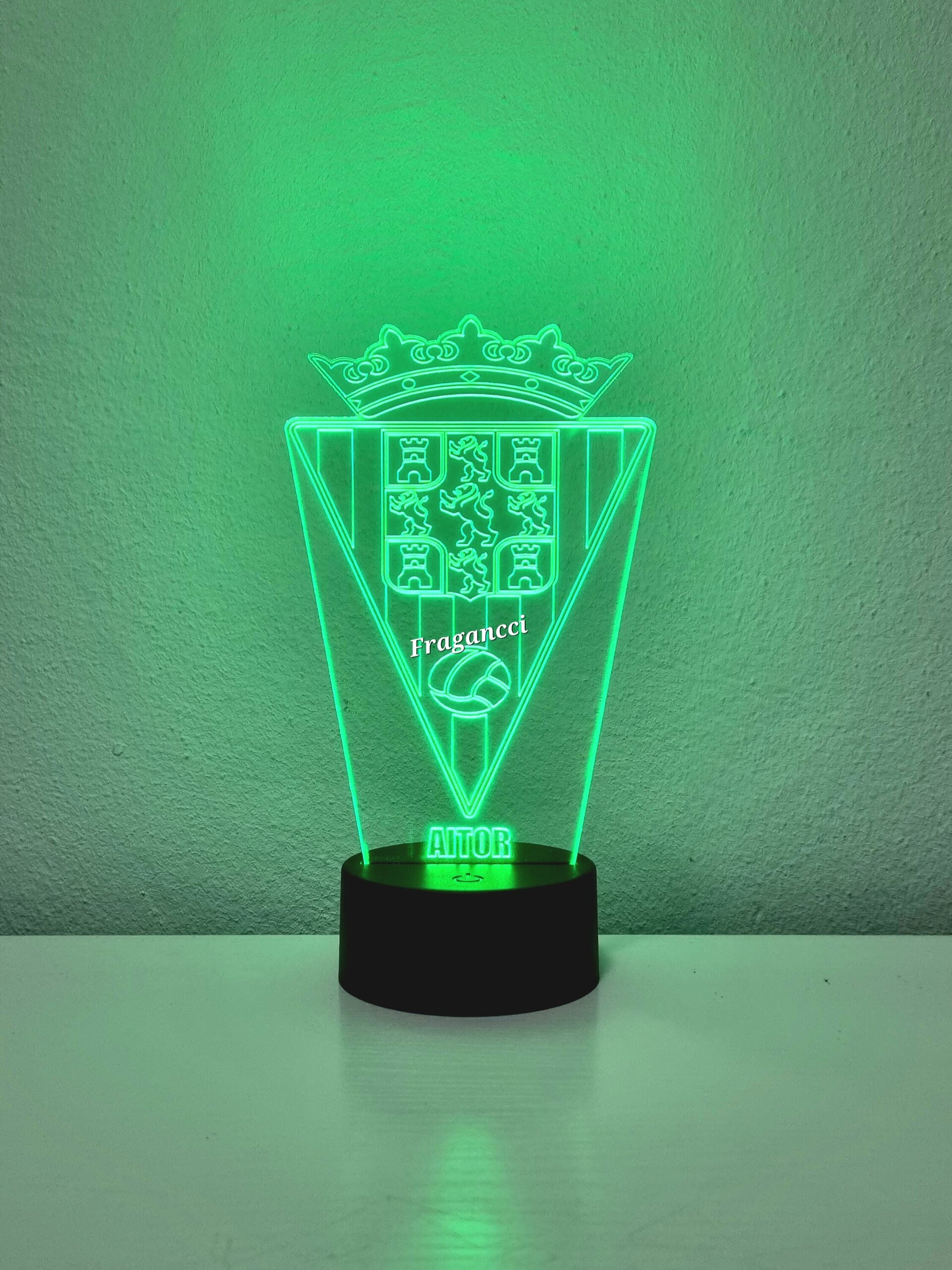 Lampara led 3d Escudo Futbol Córdoba personalizable, Lámpara led sobremesa - 7