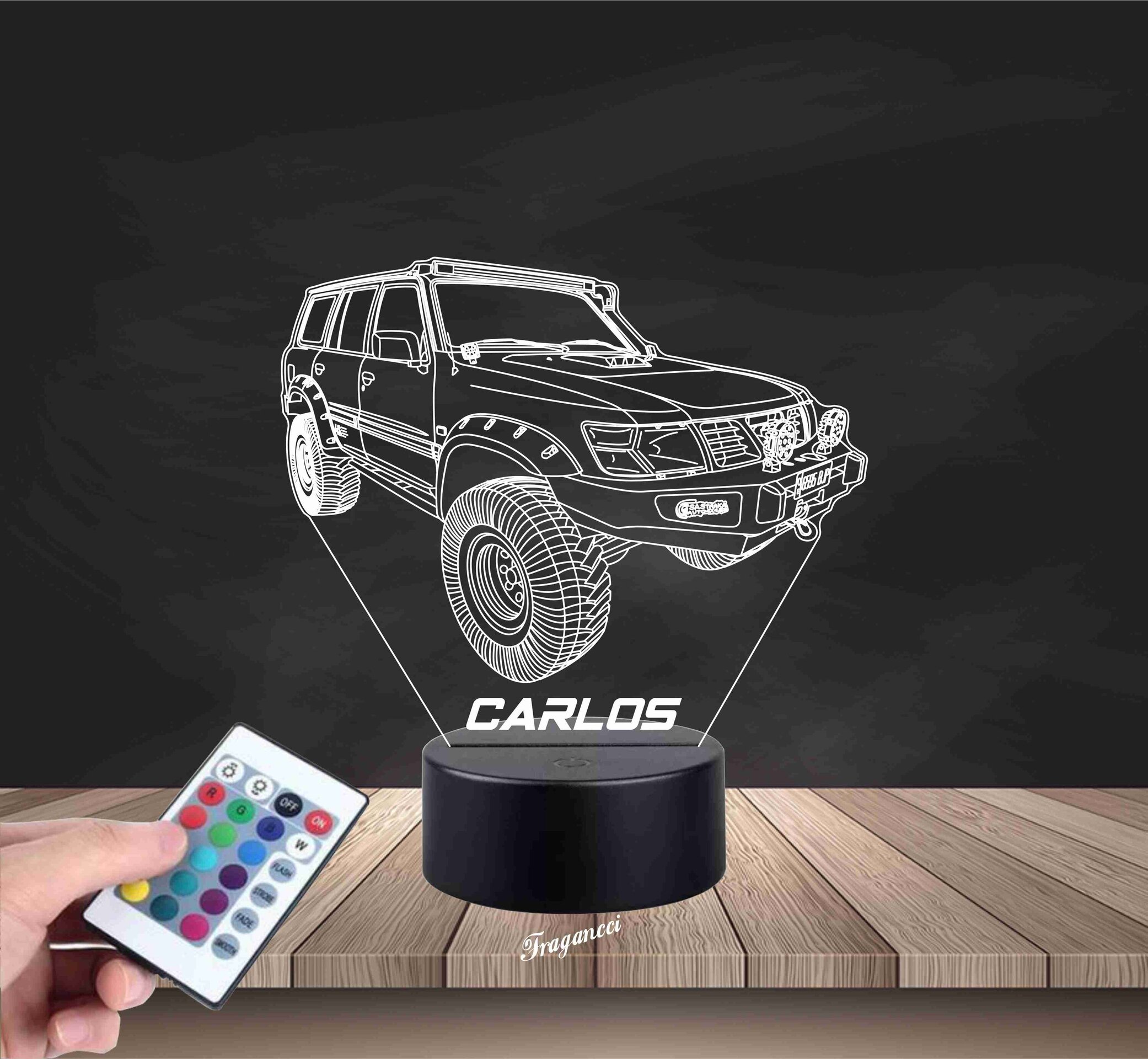 Lampara led 3d Coche  Nissa n Patrol y61 Largo personalizable, lampara sobremesa - 2