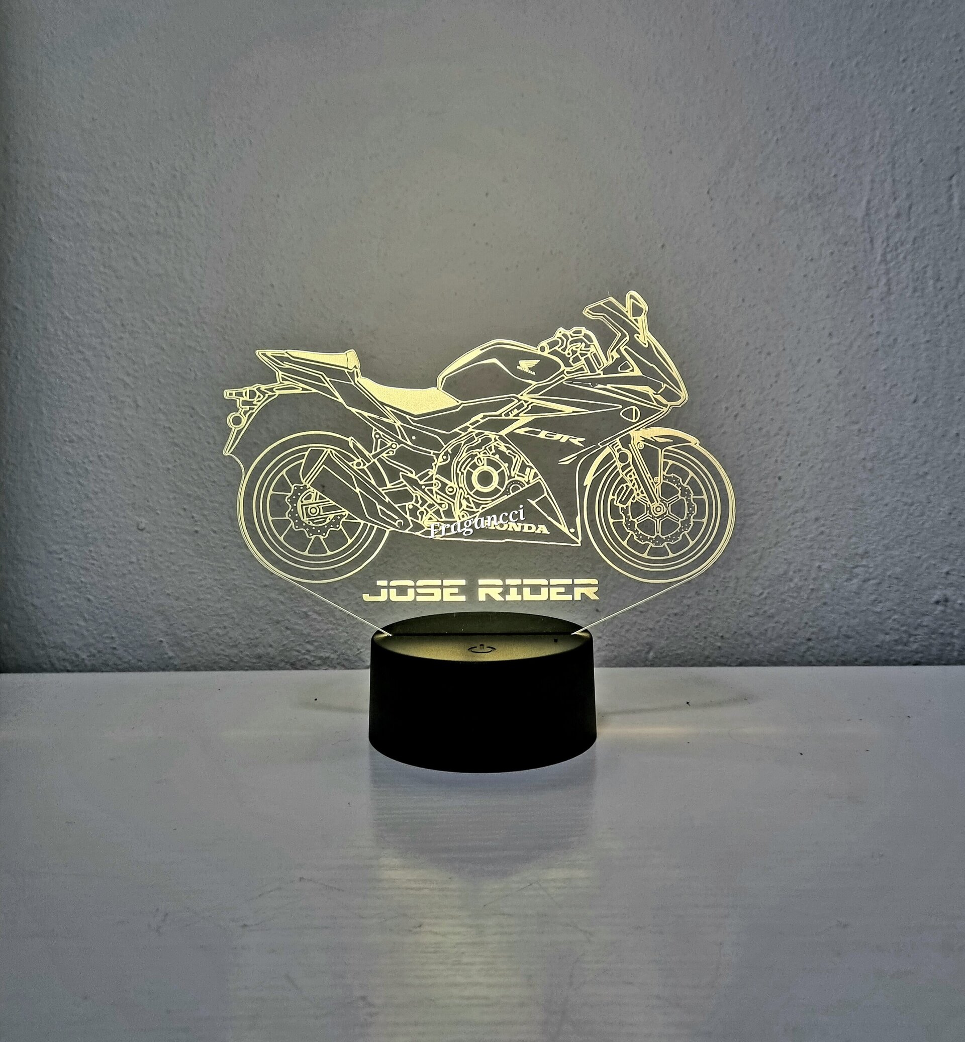 Lampara led 3d moto Hond a Cbr 500 R personalizable, Lámpara led sobremesa - 3
