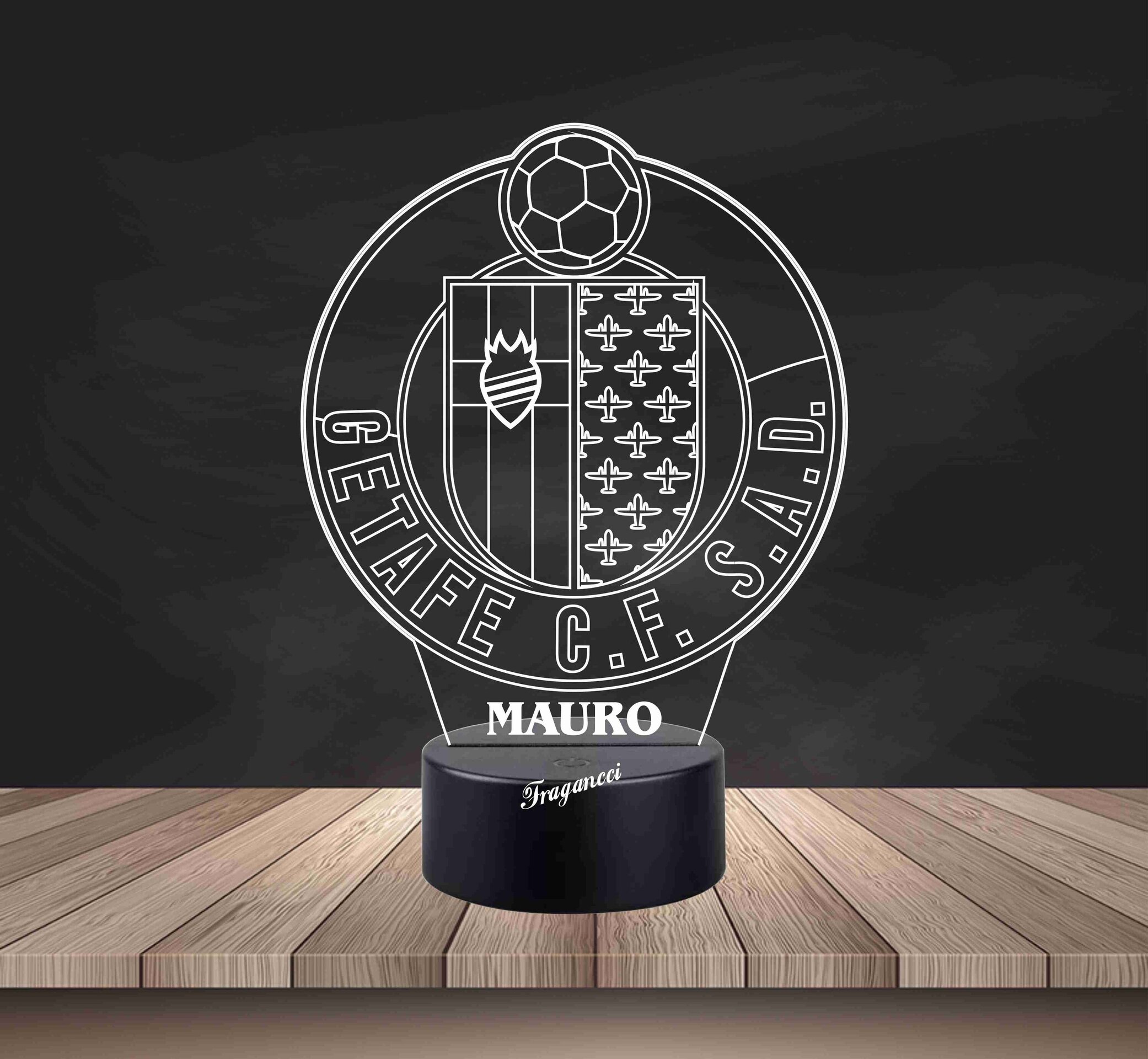 Lampara led 3d Escudo Futbol Getafe personalizable, Lámpara led sobremesa - 2