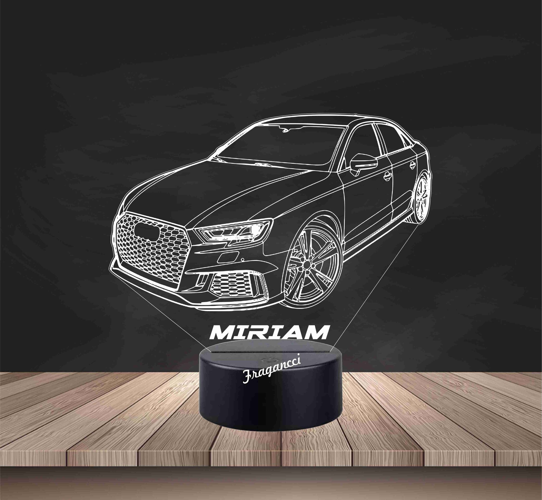 Lampara led 3d Aud i A4 RS3 2018 personalizable, Lámpara led sobremesa - 2