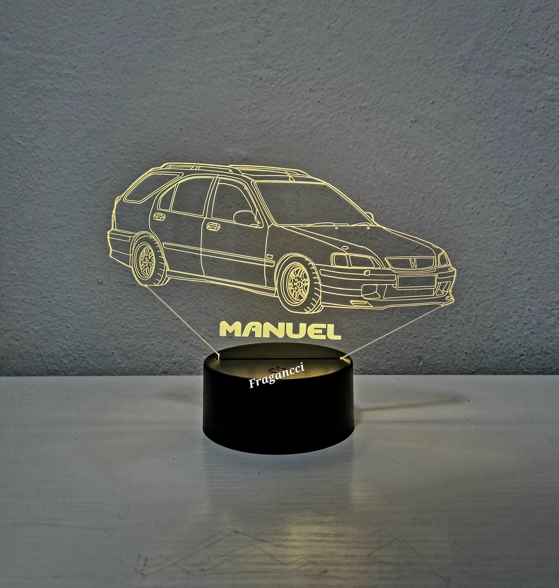 Lampara led 3d Hond a Civi c personalizable, Lámpara led sobremesa - 3