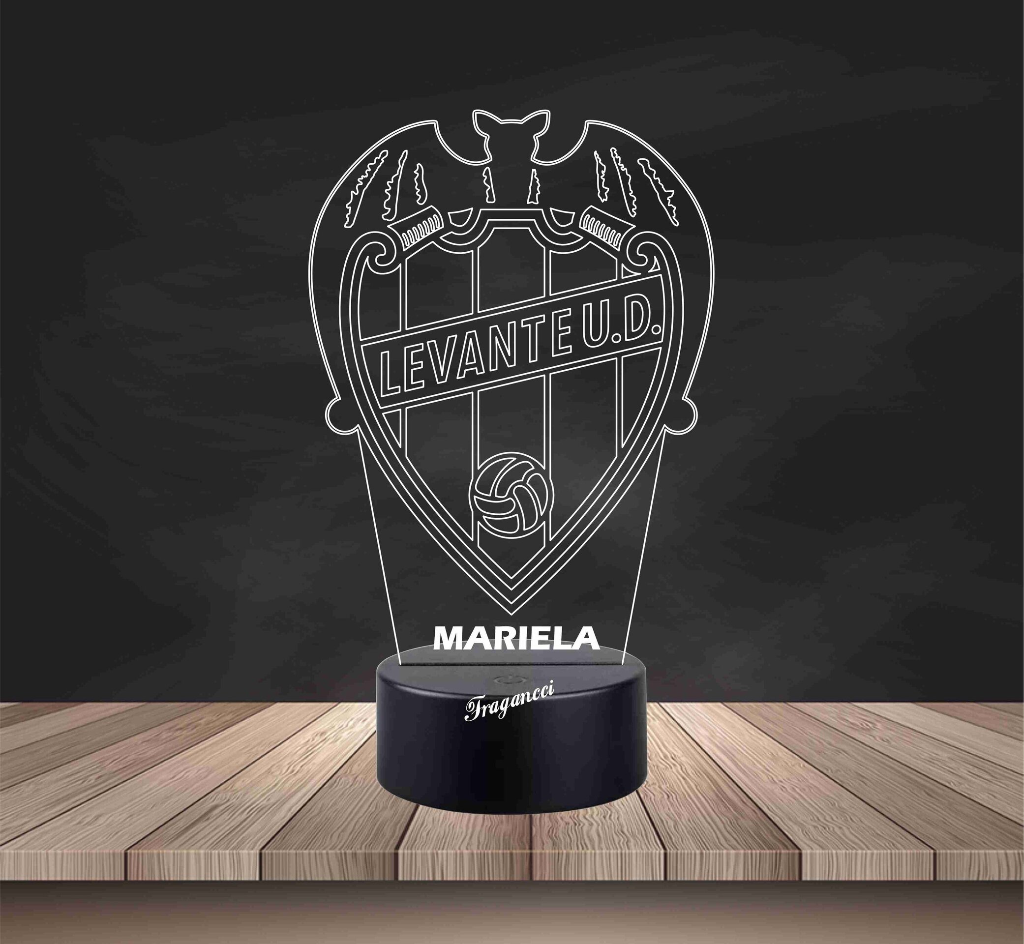 Lampara led 3d Escudo Futbol Levante personalizable, Lámpara led sobremesa - 2