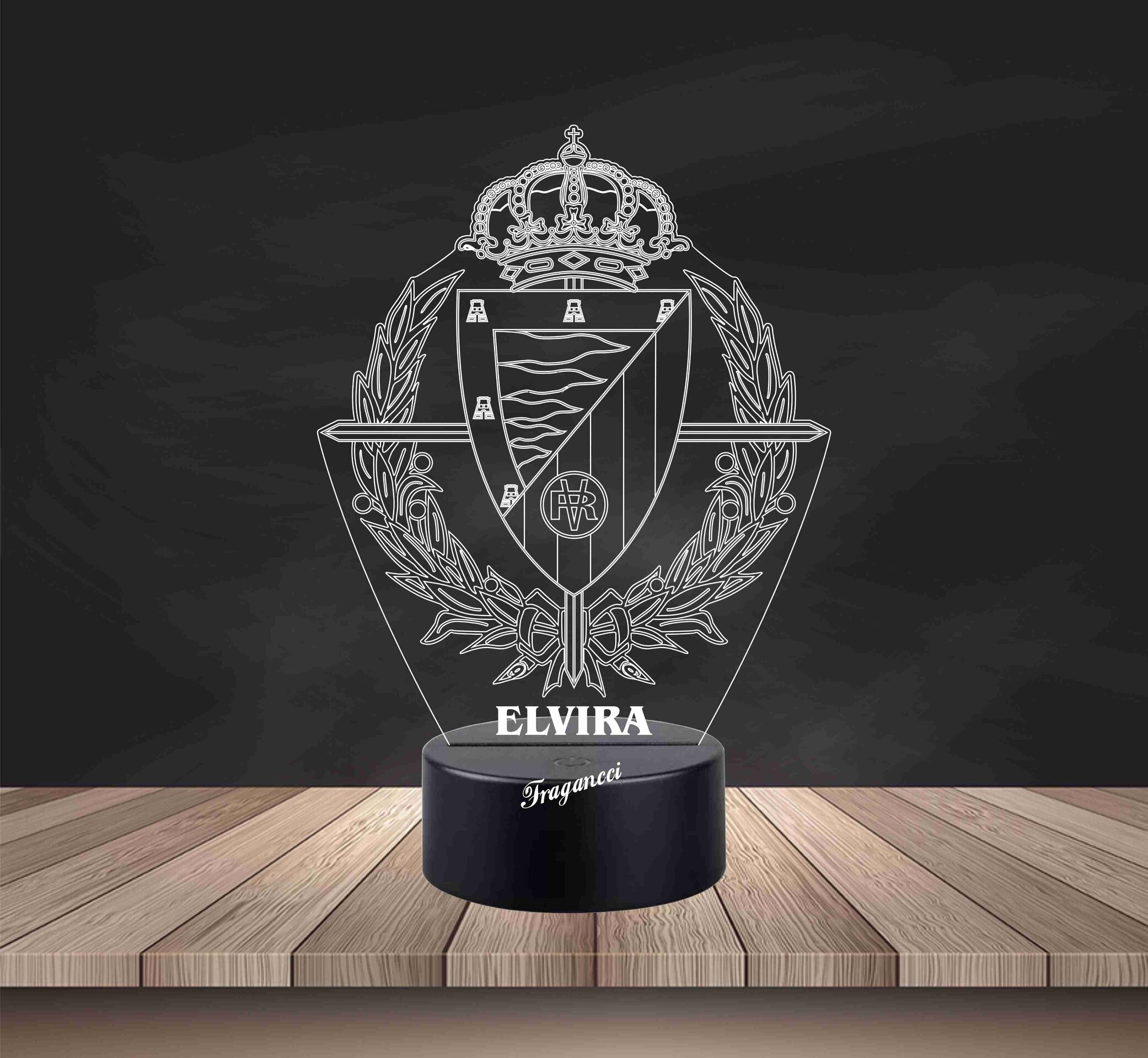 Lampara led 3d Escudo Futbol R Valladolid personalizable, Lámpara sobremesa - 2