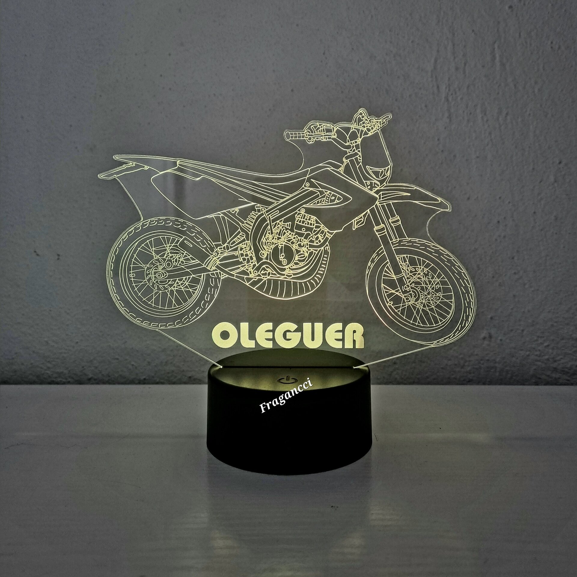 Lampara led 3d moto custom personalizable, Lámpara led sobremesa - 3