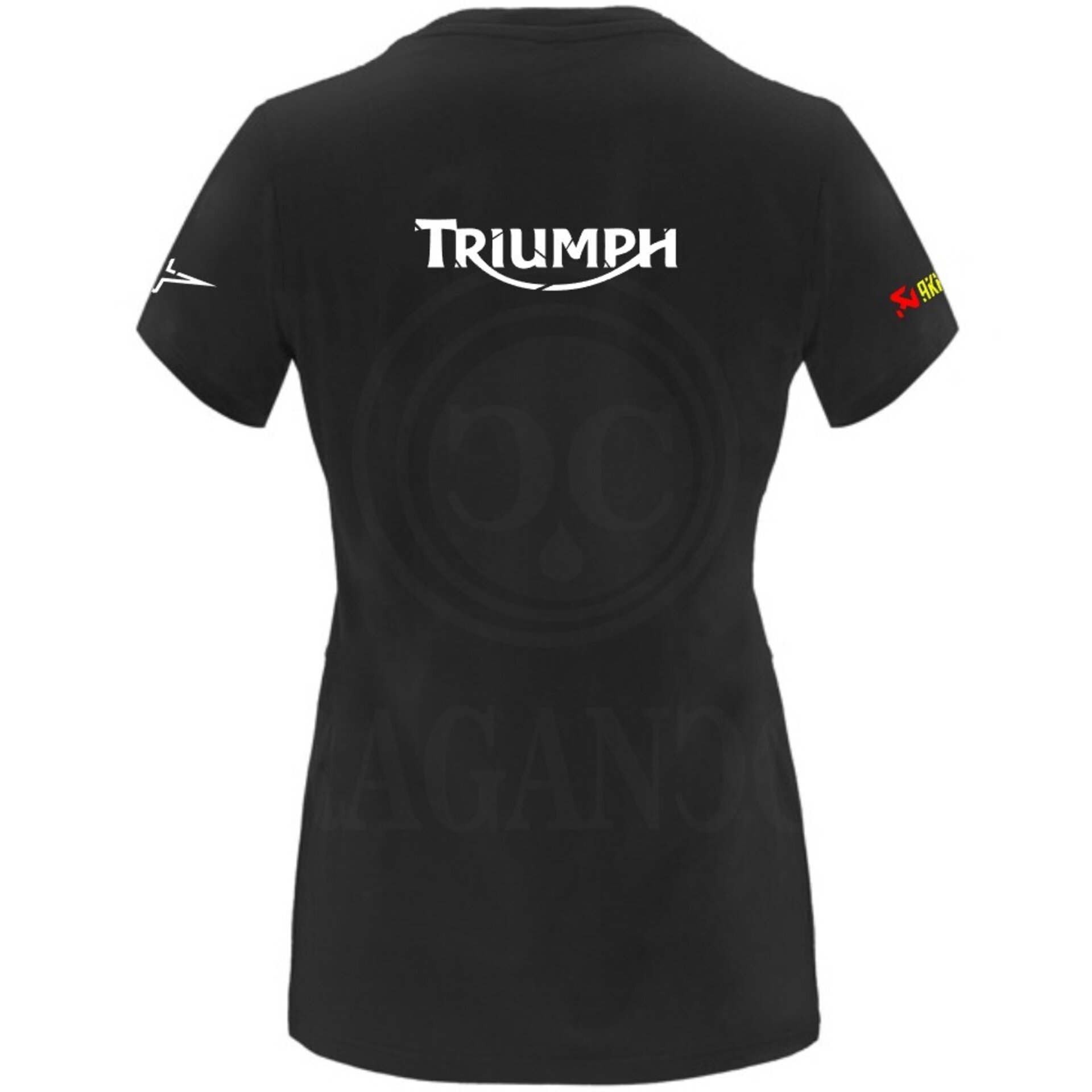Camiseta negra de algodón para mujer y hombre con logos del mundo motor. Mod. TH - 6