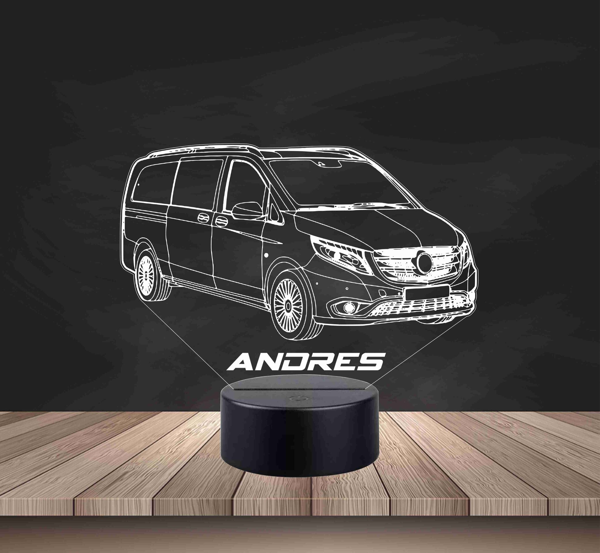 Lampara led 3d Mercede s Vit o Vian o personalizable, Lámpara led sobremesa - 2