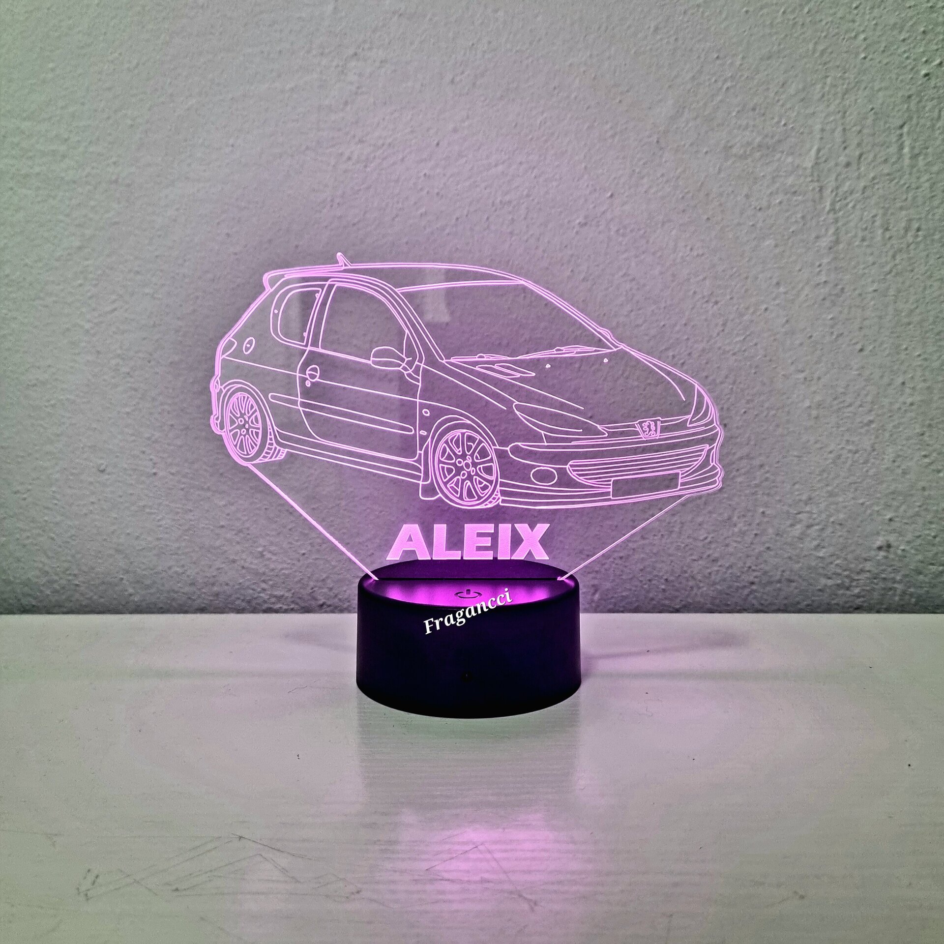Lampara led 3d Peuge ot 206 Año 2000 personalizable, Lámpara led sobremesa - 3