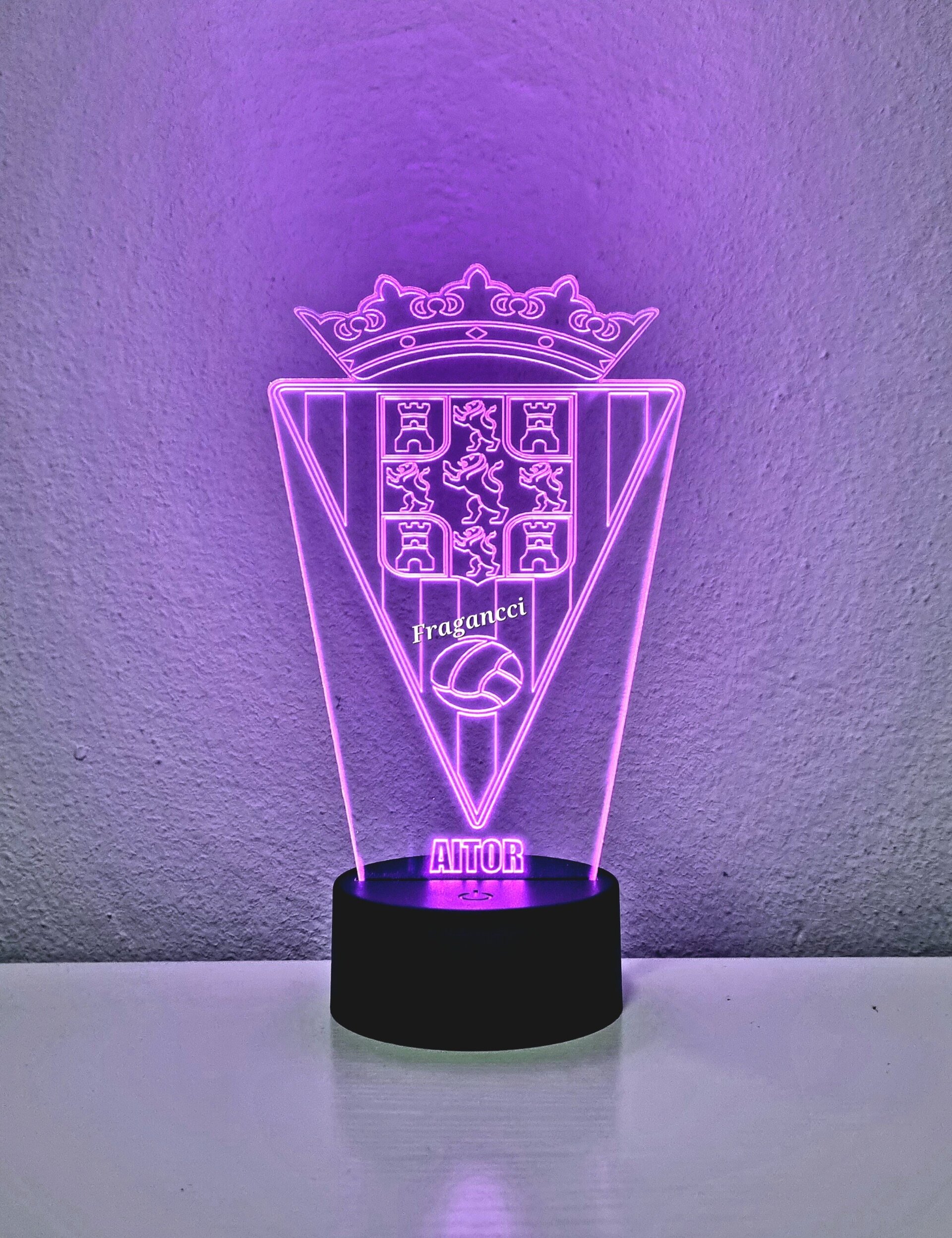 Lampara led 3d Escudo Futbol Córdoba personalizable, Lámpara led sobremesa - 4