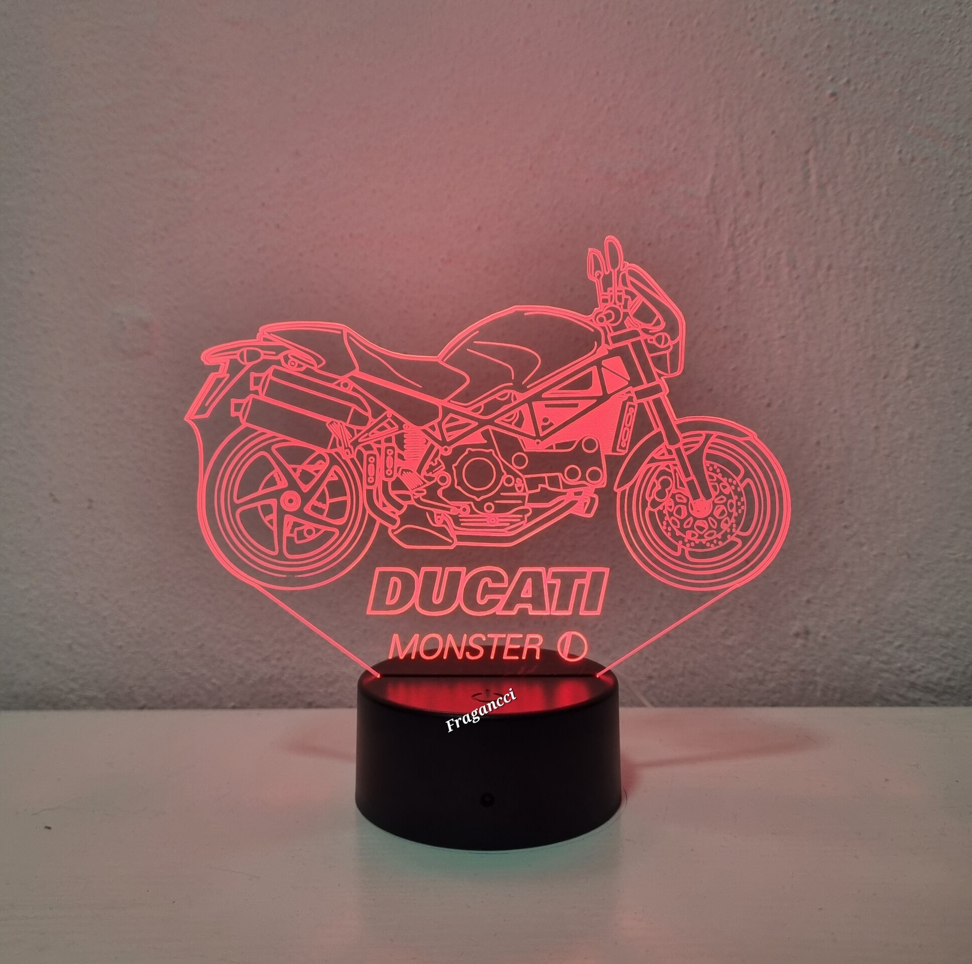 Lampara led 3d moto Ducat i Monster 696 personalizable, Lámpara led sobremesa - 9