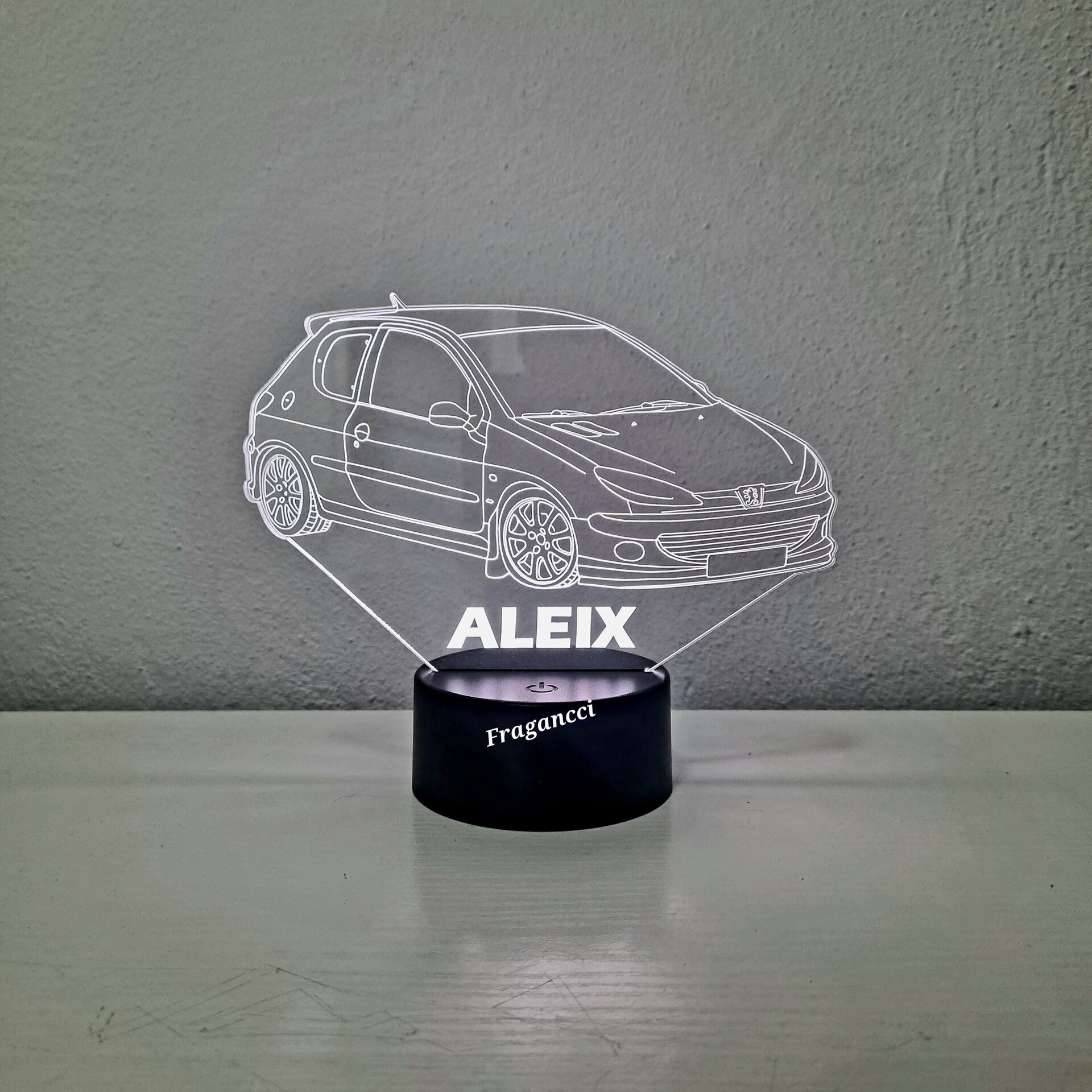 Lampara led 3d Peuge ot 206 Año 2000 personalizable, Lámpara led sobremesa - 7