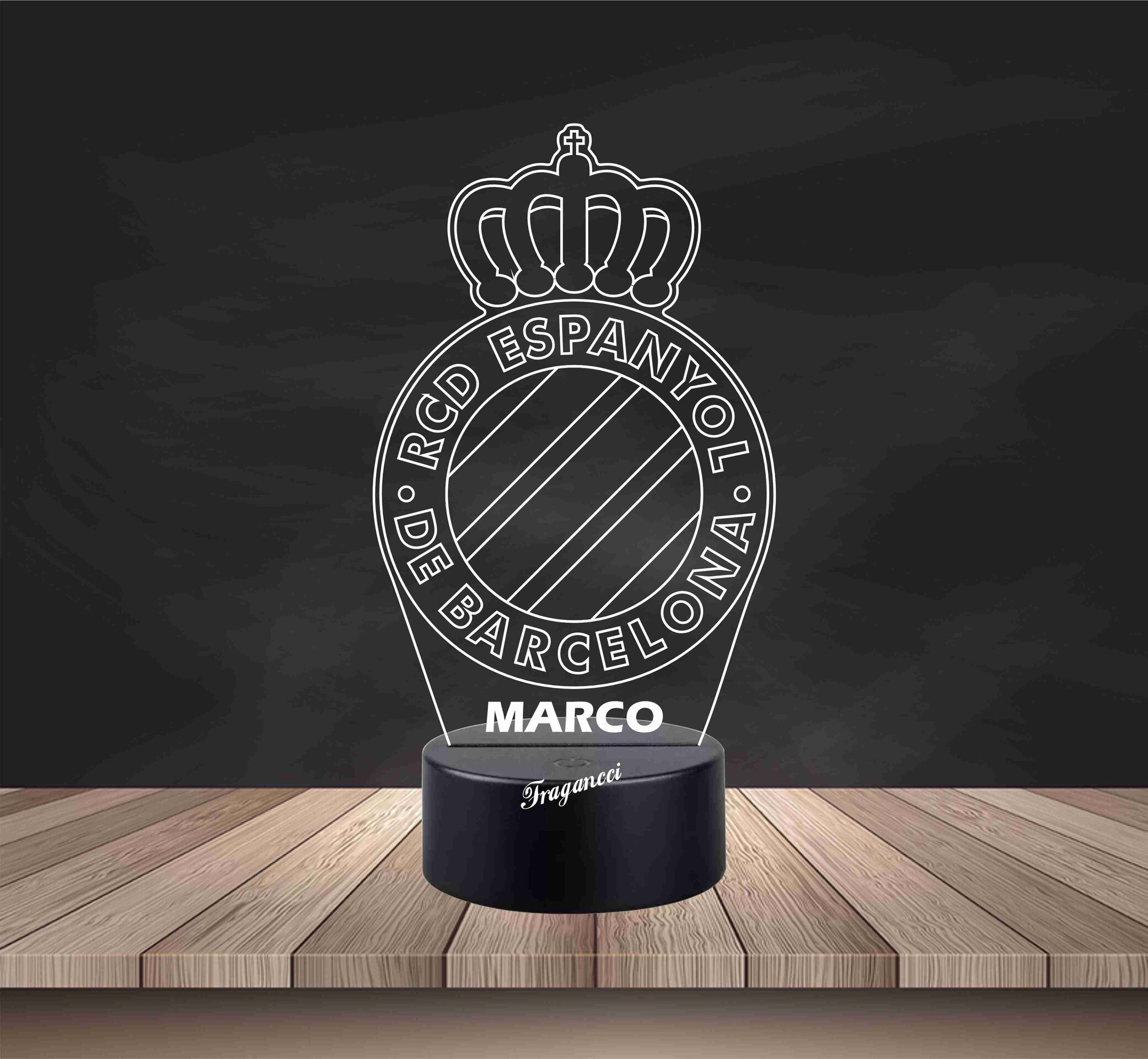 Lampara led 3d Escudo Futbol Espanyol personalizable, Lámpara led sobremesa - 2