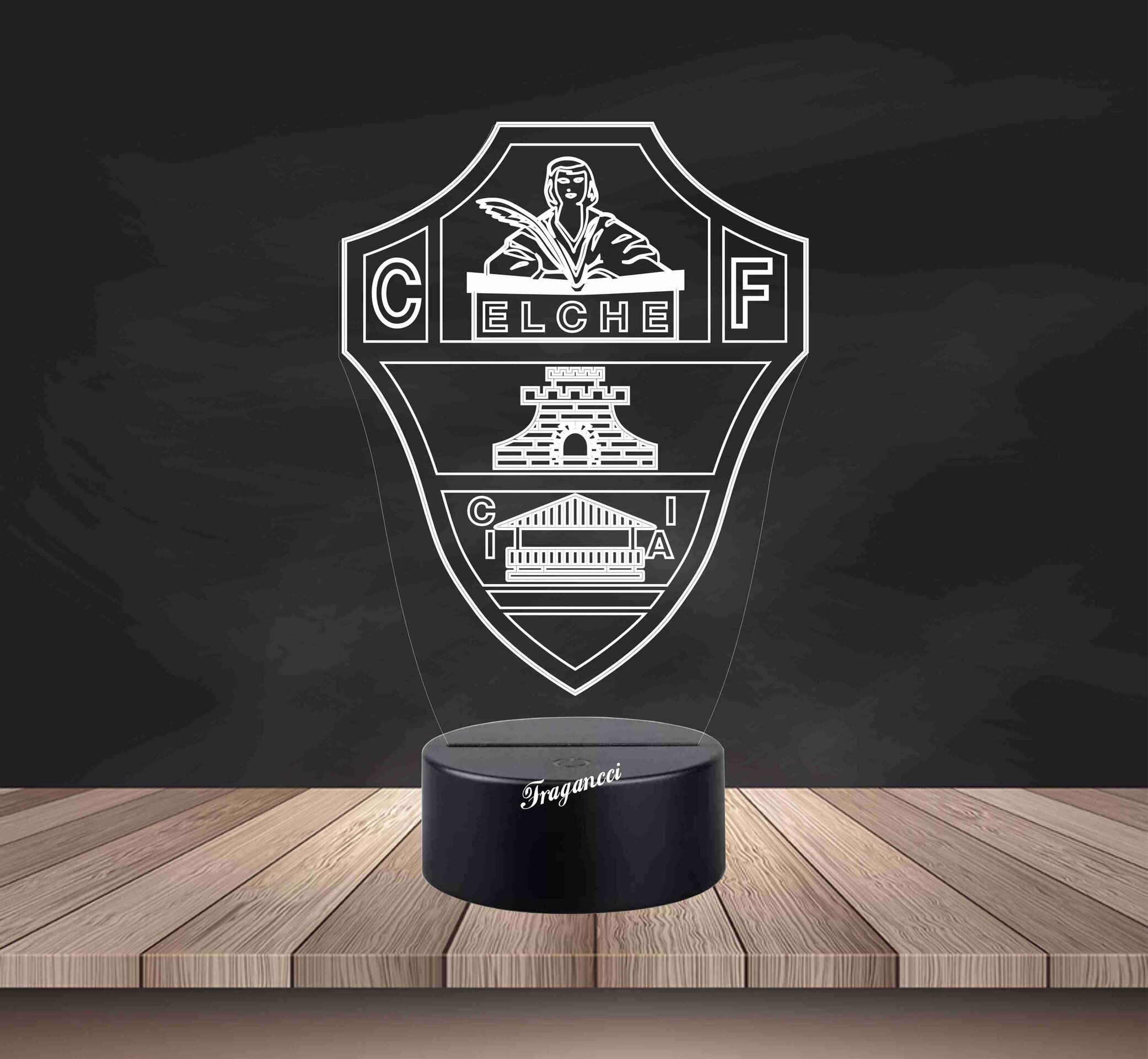 Lampara led 3d Escudo Futbol Elche personalizable, Lámpara led sobremesa - 1
