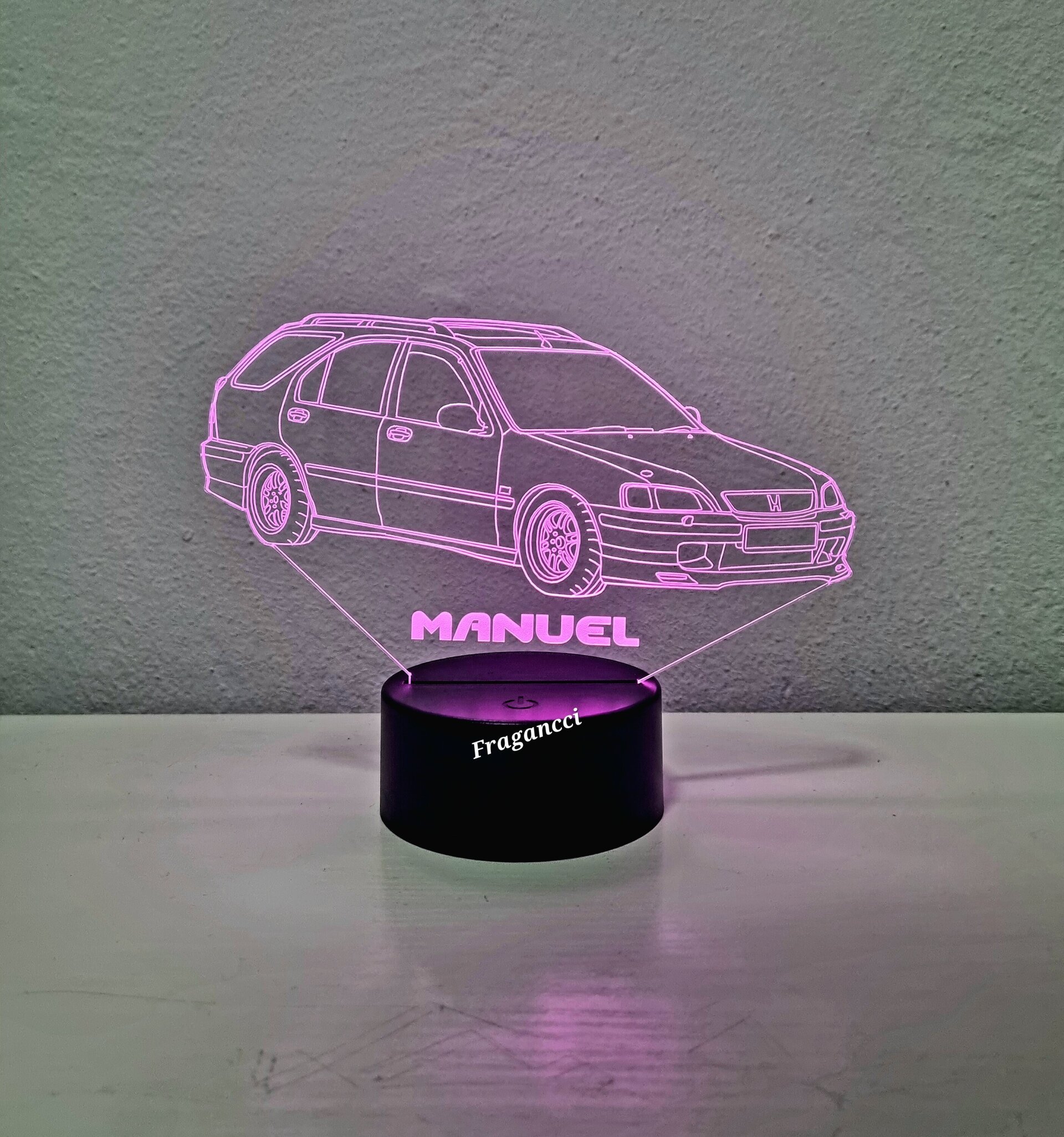 Lampara led 3d Hond a Civi c personalizable, Lámpara led sobremesa - 6