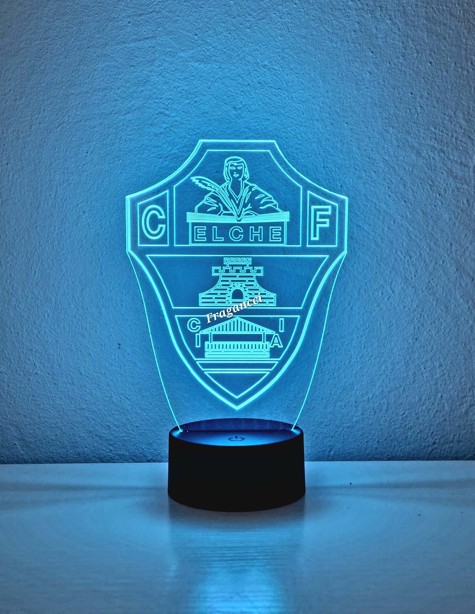 Lampara led 3d Escudo Futbol Elche personalizable, Lámpara led sobremesa - 4