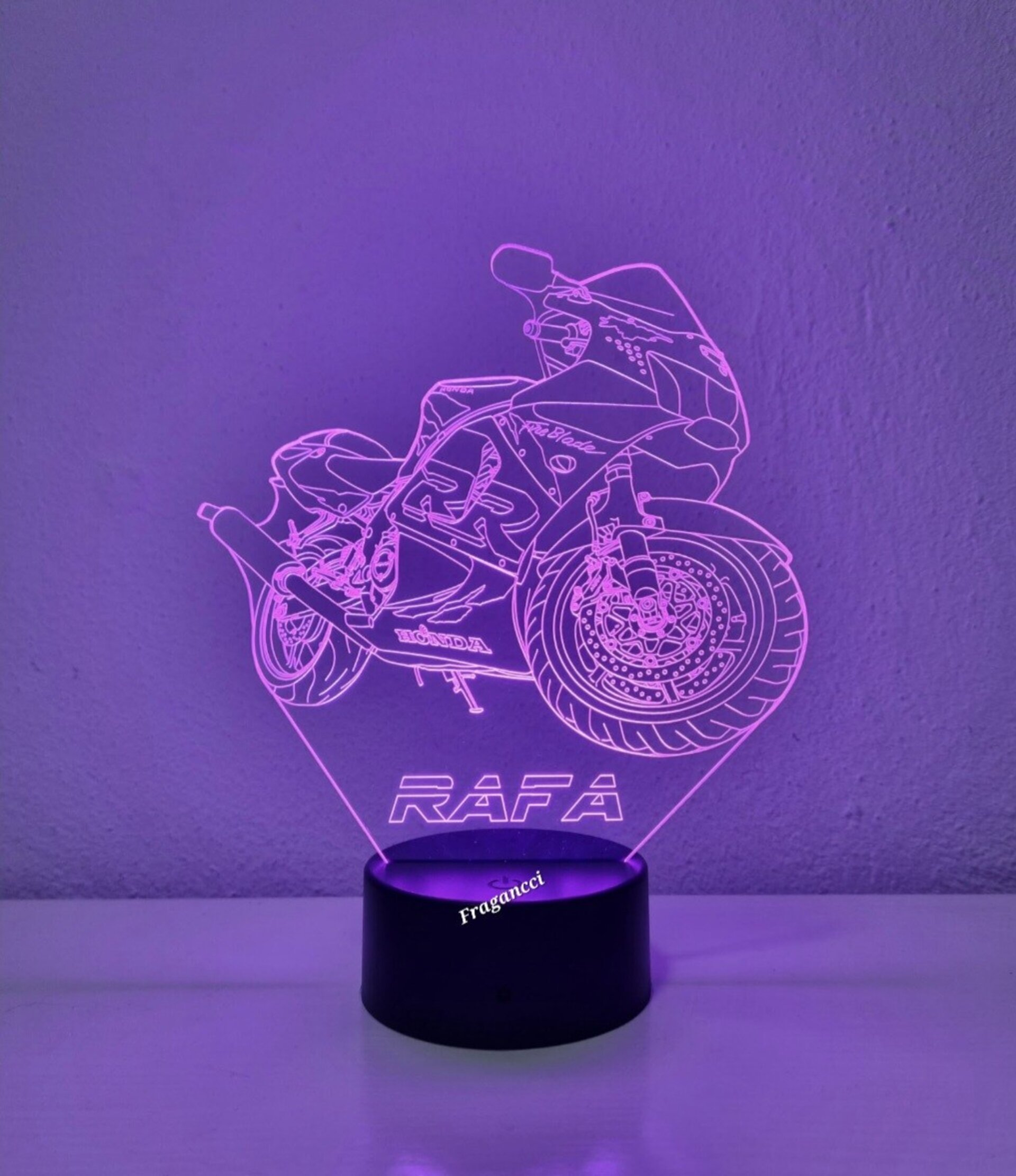 Lampara led 3d moto Hond a Cbr 919 RR 1999 personalizable, Lámpara led sobremesa - 5
