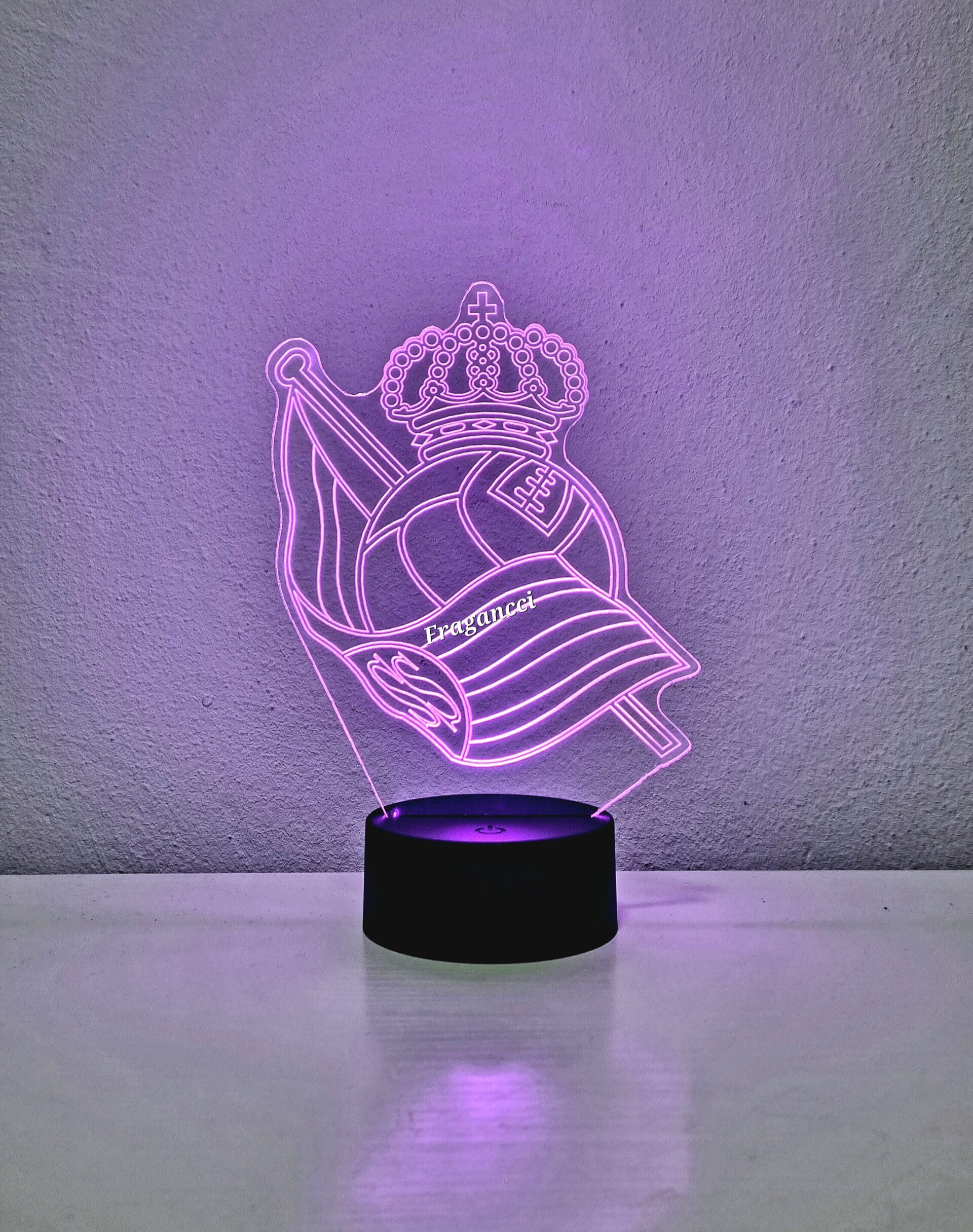 Lampara led 3d Escudo Futbol R Sociedad personalizable, Lámpara led sobremesa - 6