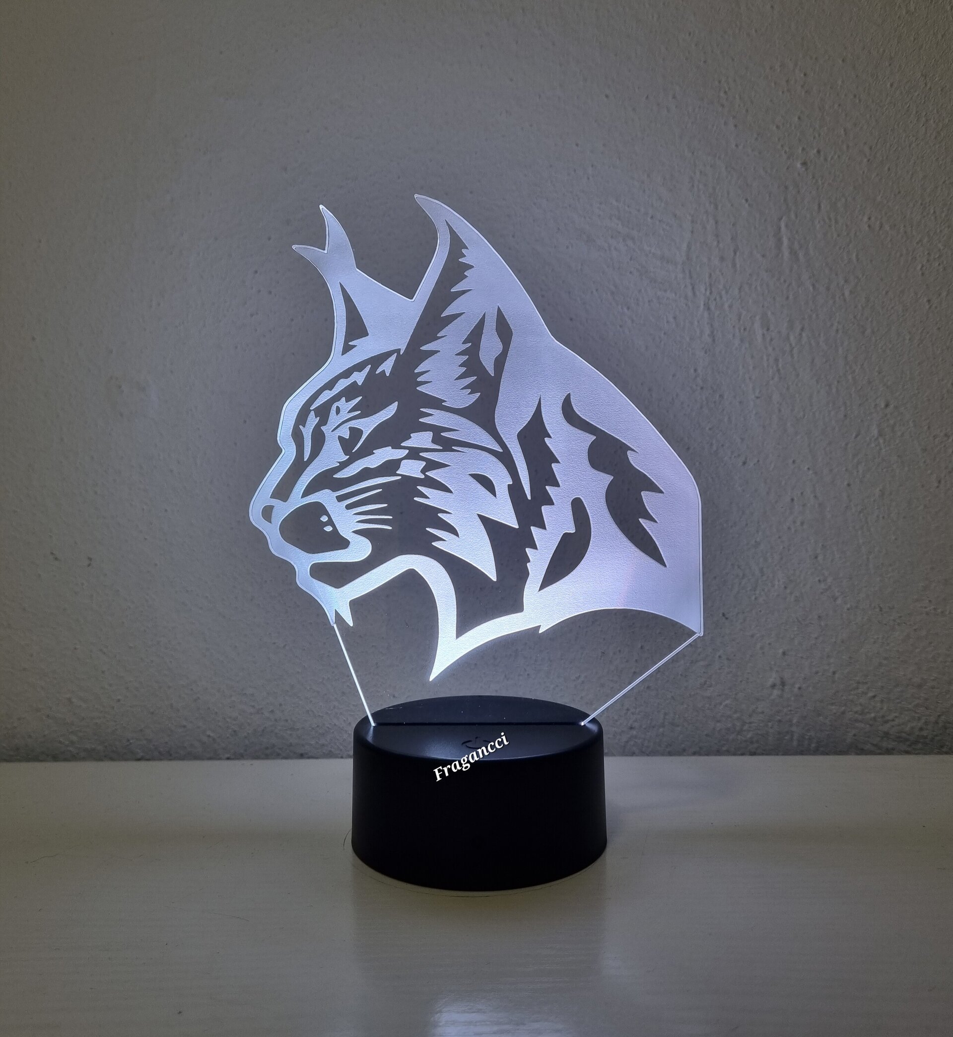 Lampara led 3d Animal Lince personalizable, Lámpara led sobremesa - 5