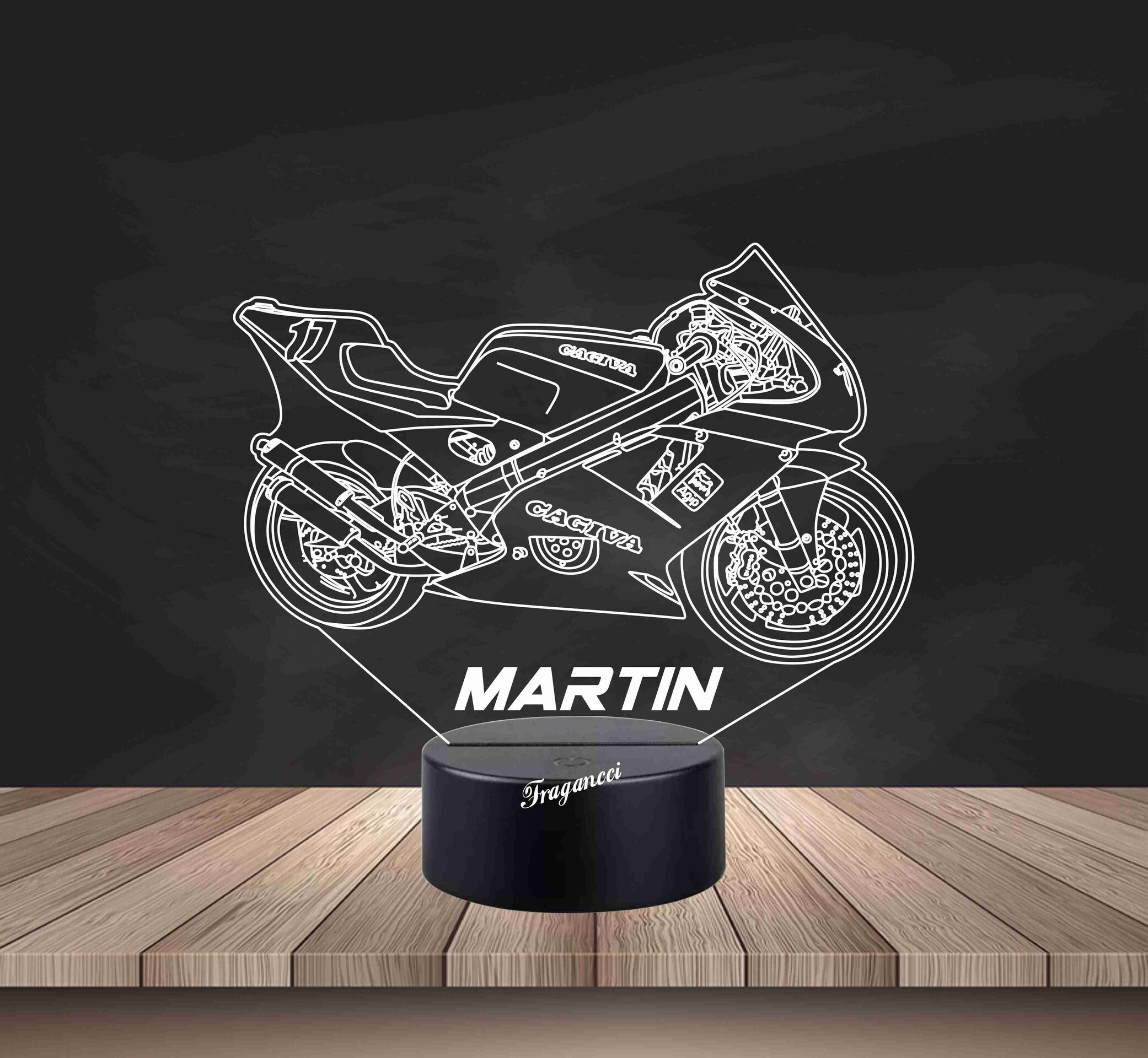Lampara led 3d Cagiva Competicion personalizable, Lámpara led sobremesa - 2