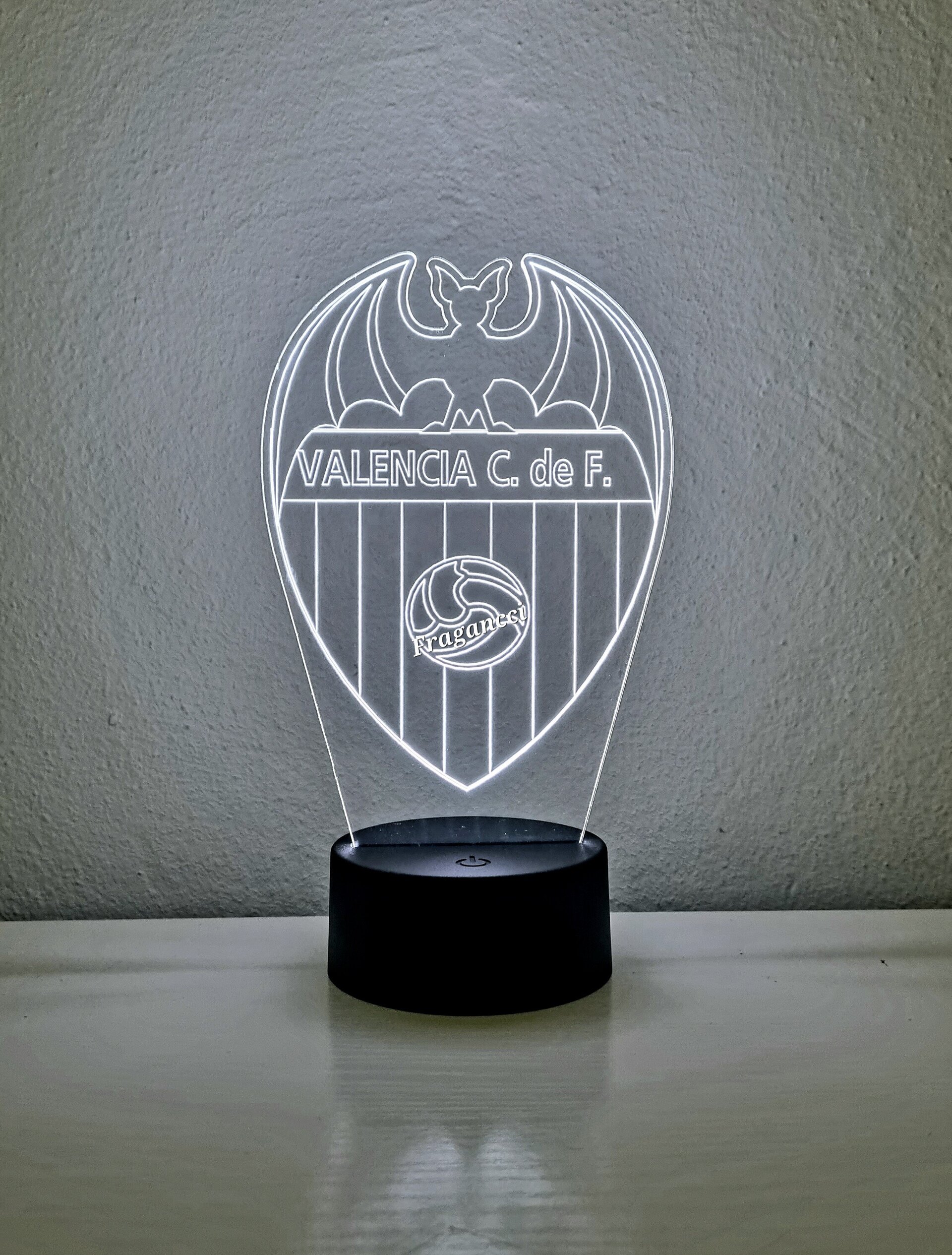 Lampara led 3d Escudo Futbol Valencia personalizable, Lámpara led sobremesa - 6