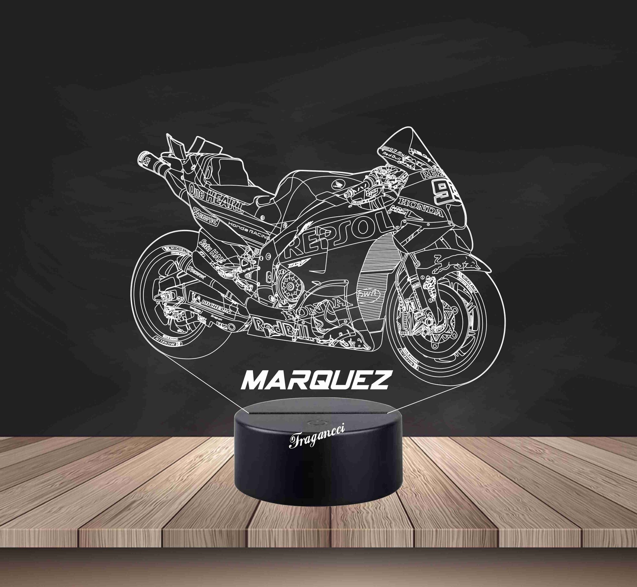 Lampara led 3d moto Hond a Rc213v 2023 personalizable Lámpara led sobremesa - 2