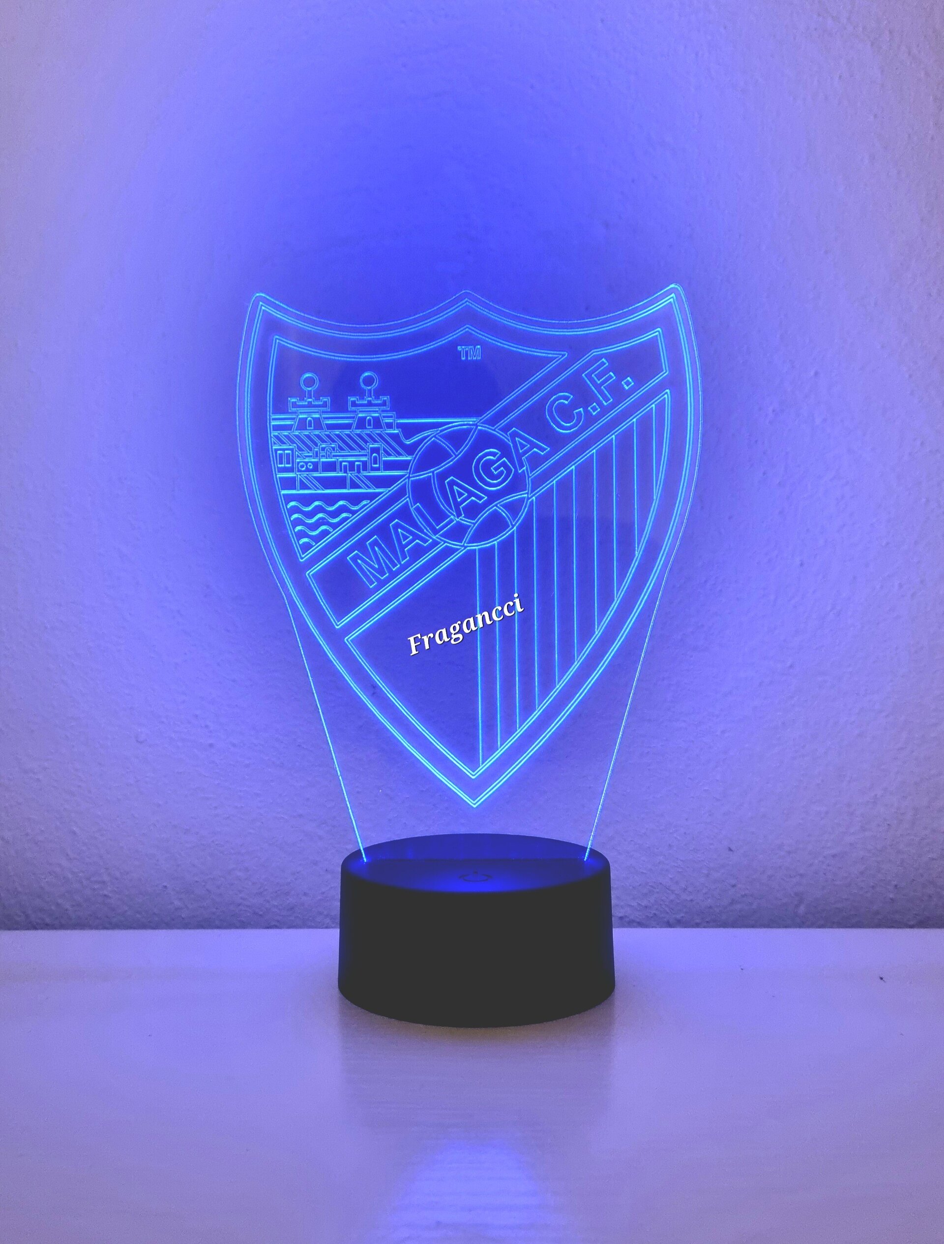 Lampara led 3d Escudo Futbol Malaga personalizable, Lámpara led sobremesa - 7