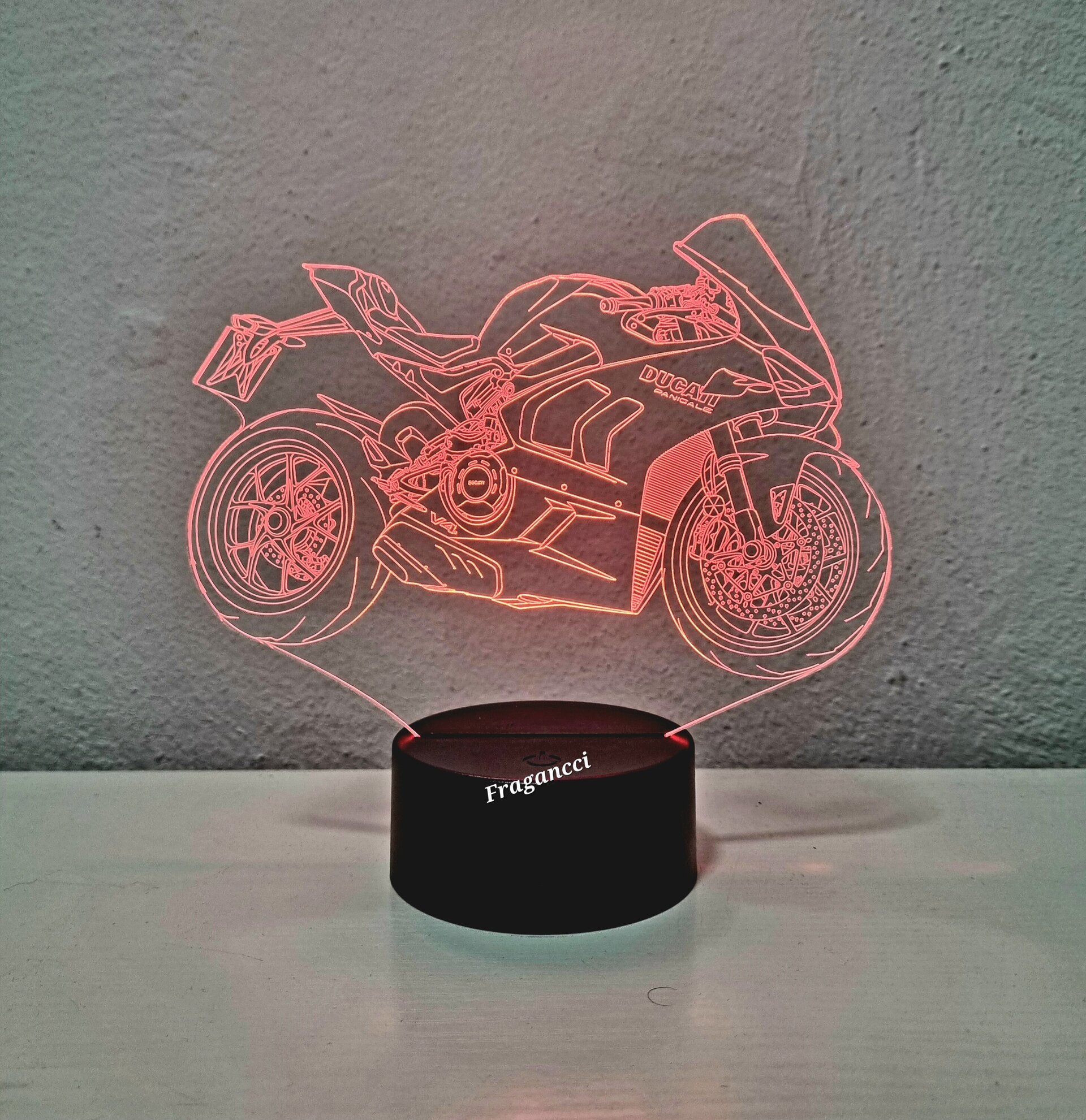 Lampara led 3d moto Ducat i panigale v4s personalizable, Lámpara led sobremesa - 3