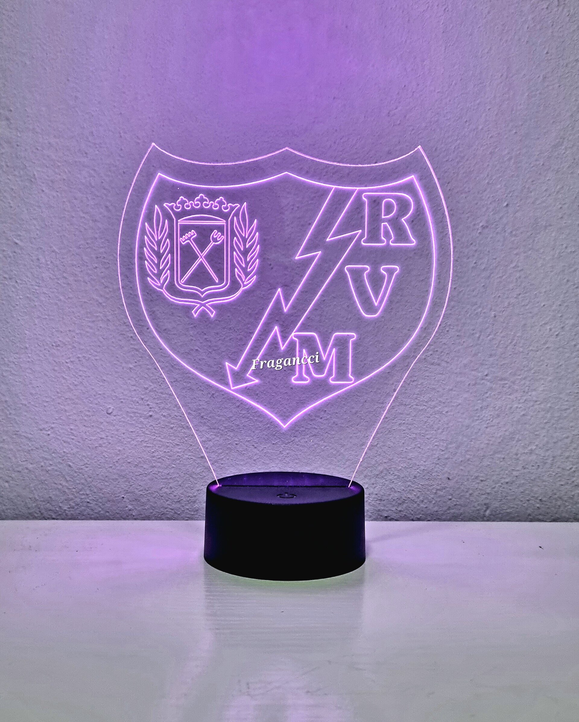 Lampara led 3d Escudo Futbol R Vallecano personalizable, Lámpara sobremesa - 3