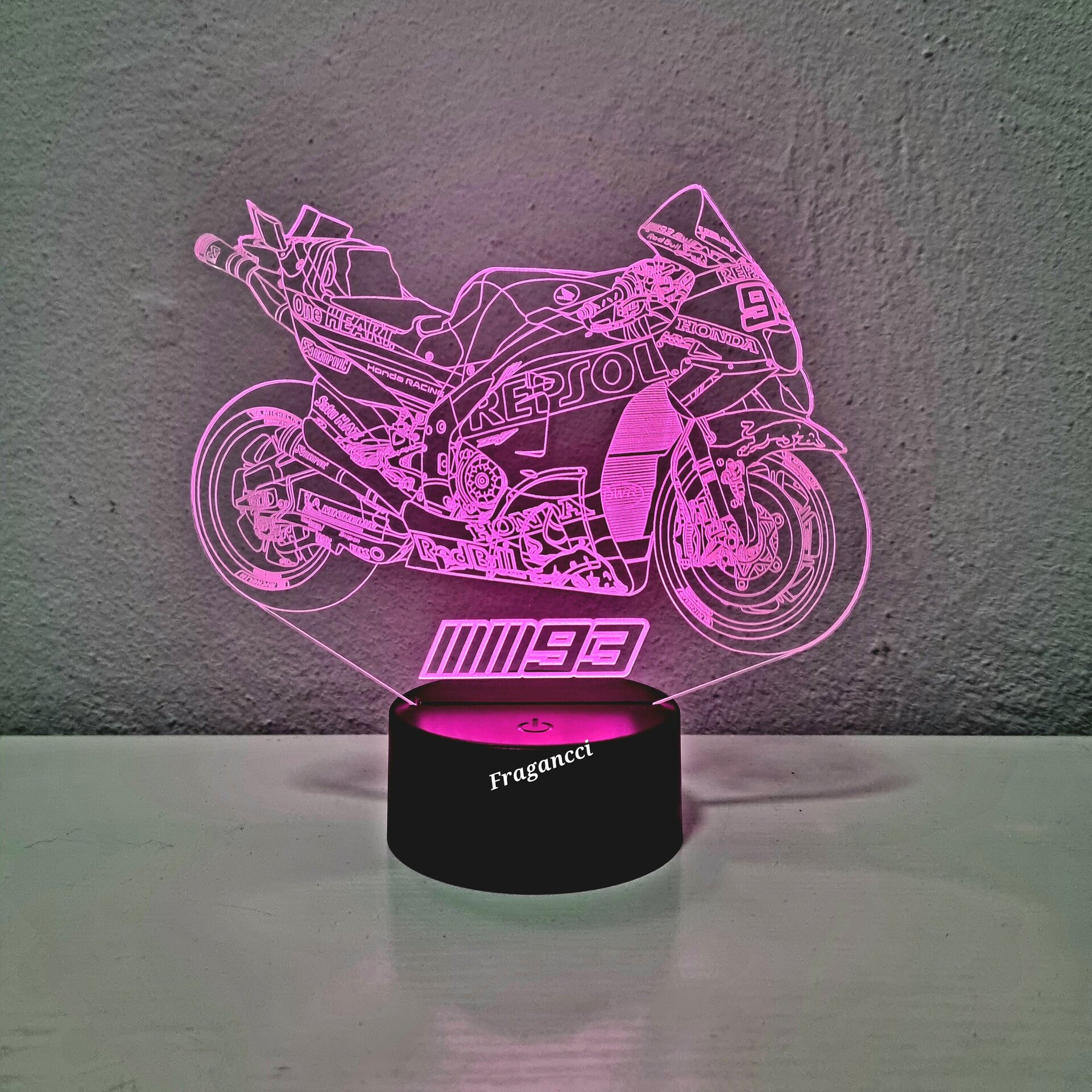 Lampara led 3d moto Hond a Rc213v 2023 personalizable Lámpara led sobremesa - 3