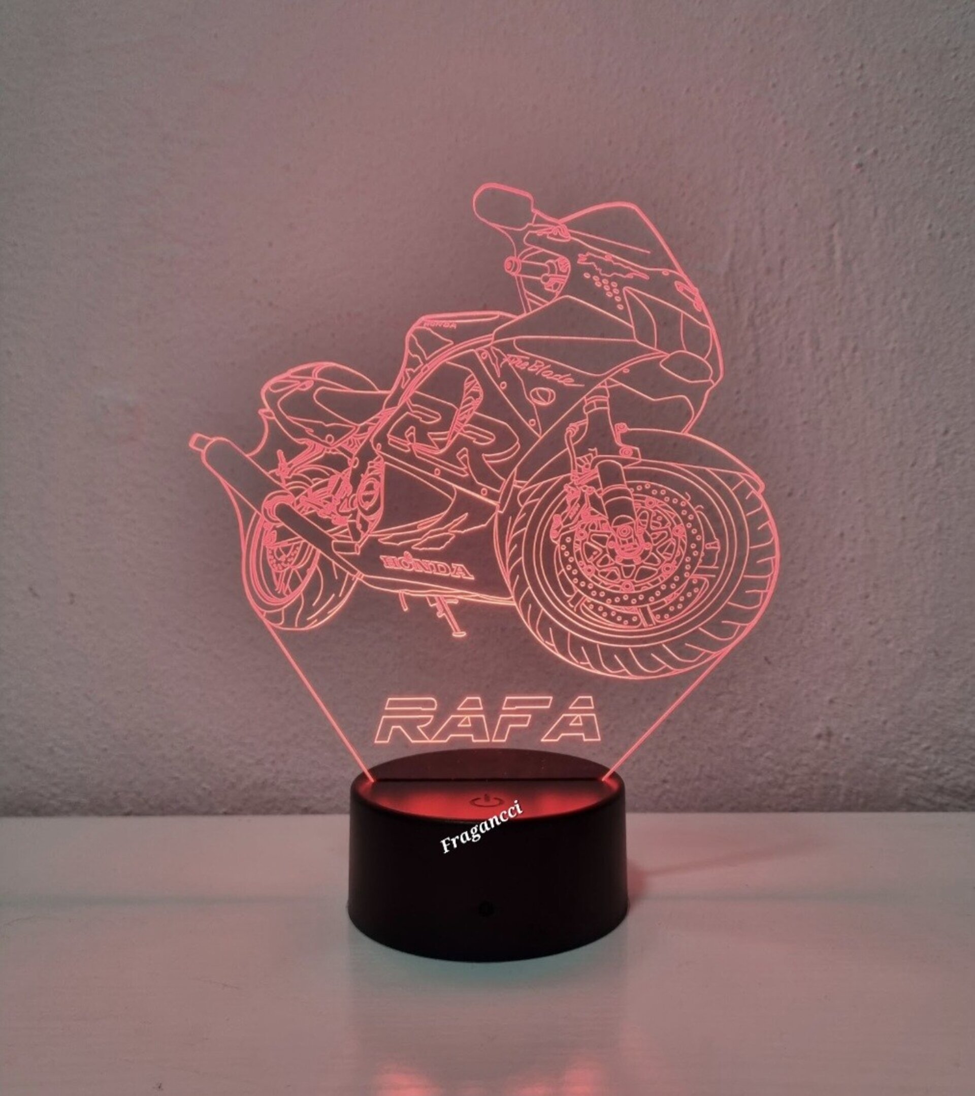 Lampara led 3d moto Hond a Cbr 919 RR 1999 personalizable, Lámpara led sobremesa - 4