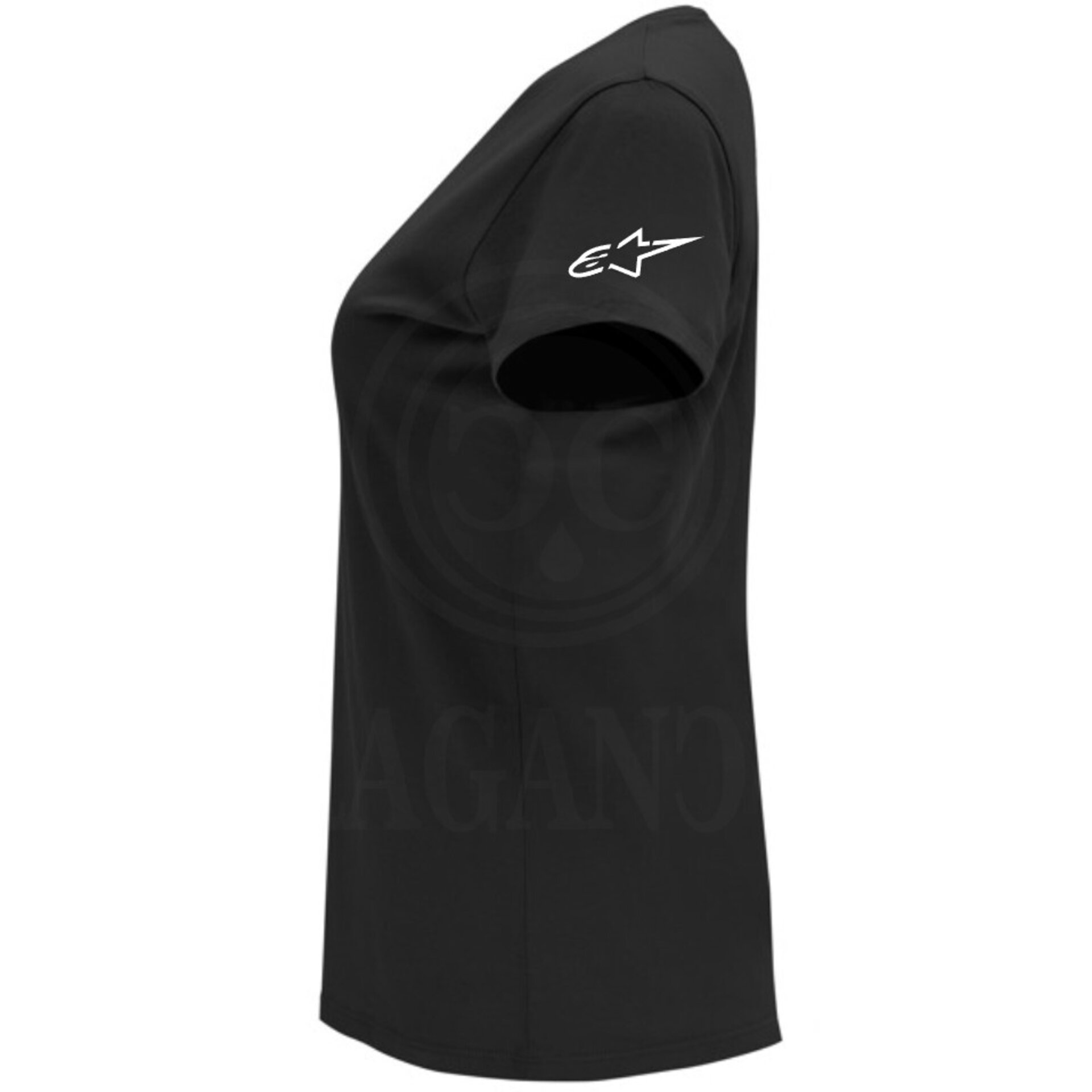 Camiseta negra de algodón para mujer y hombre con logos del mundo motor. Mod. HN - 9