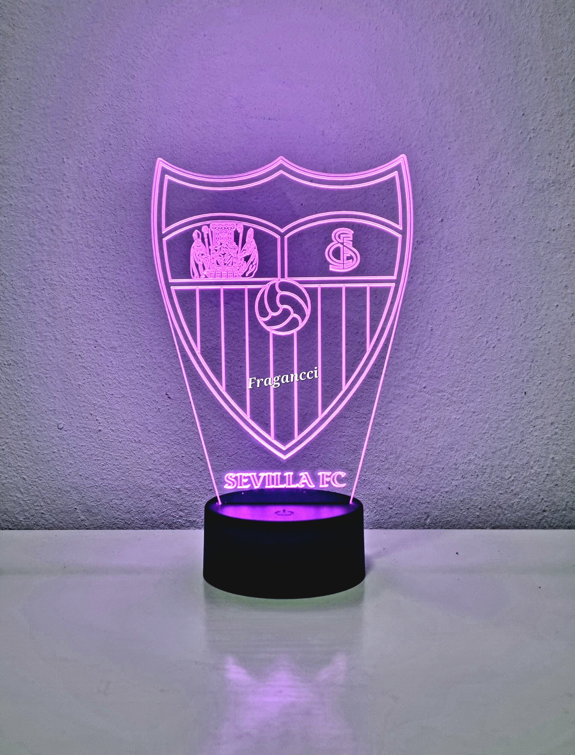 Lampara led 3d Escudo Futbol Sevilla personalizable, Lámpara led sobremesa - 4