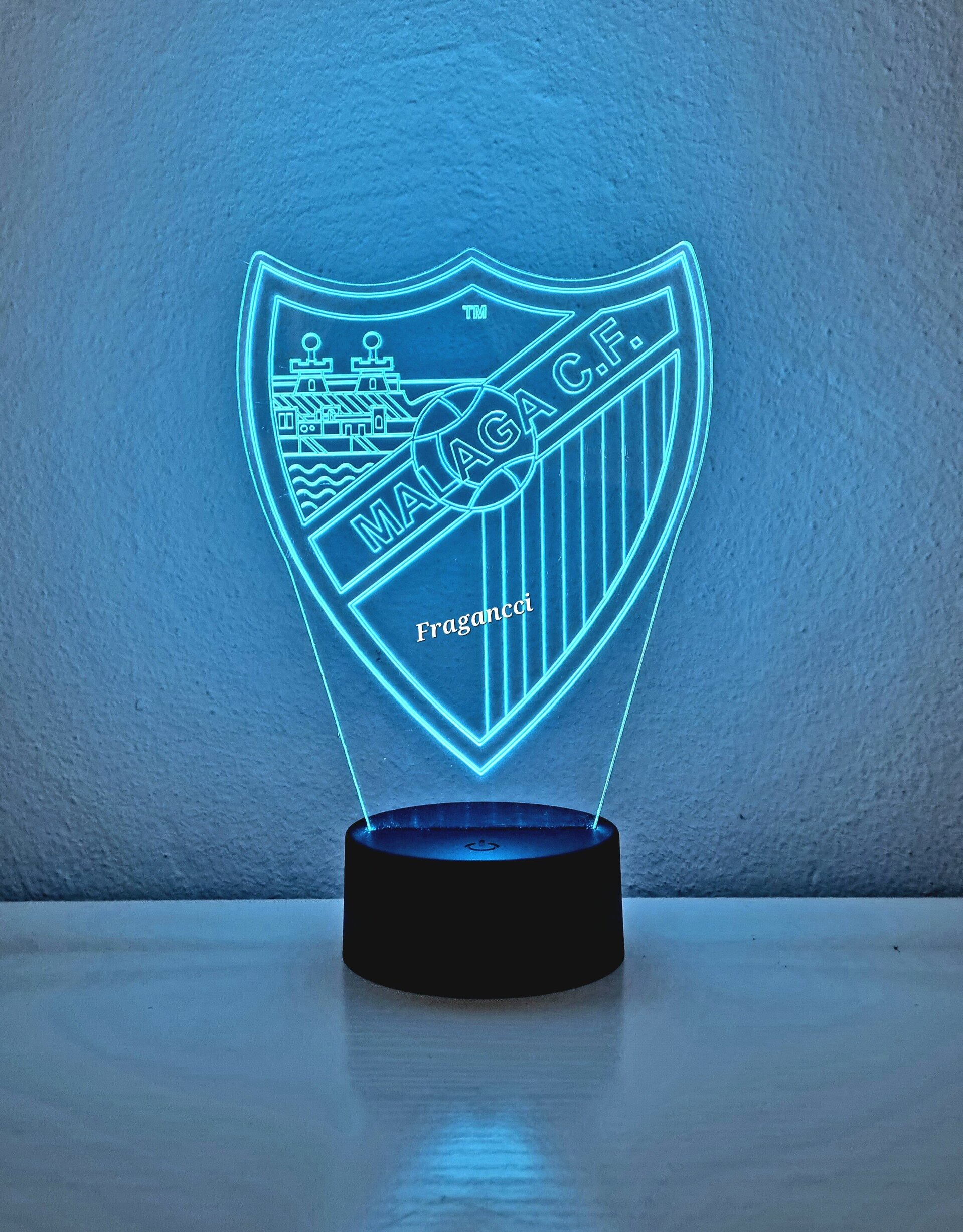Lampara led 3d Escudo Futbol Malaga personalizable, Lámpara led sobremesa - 4