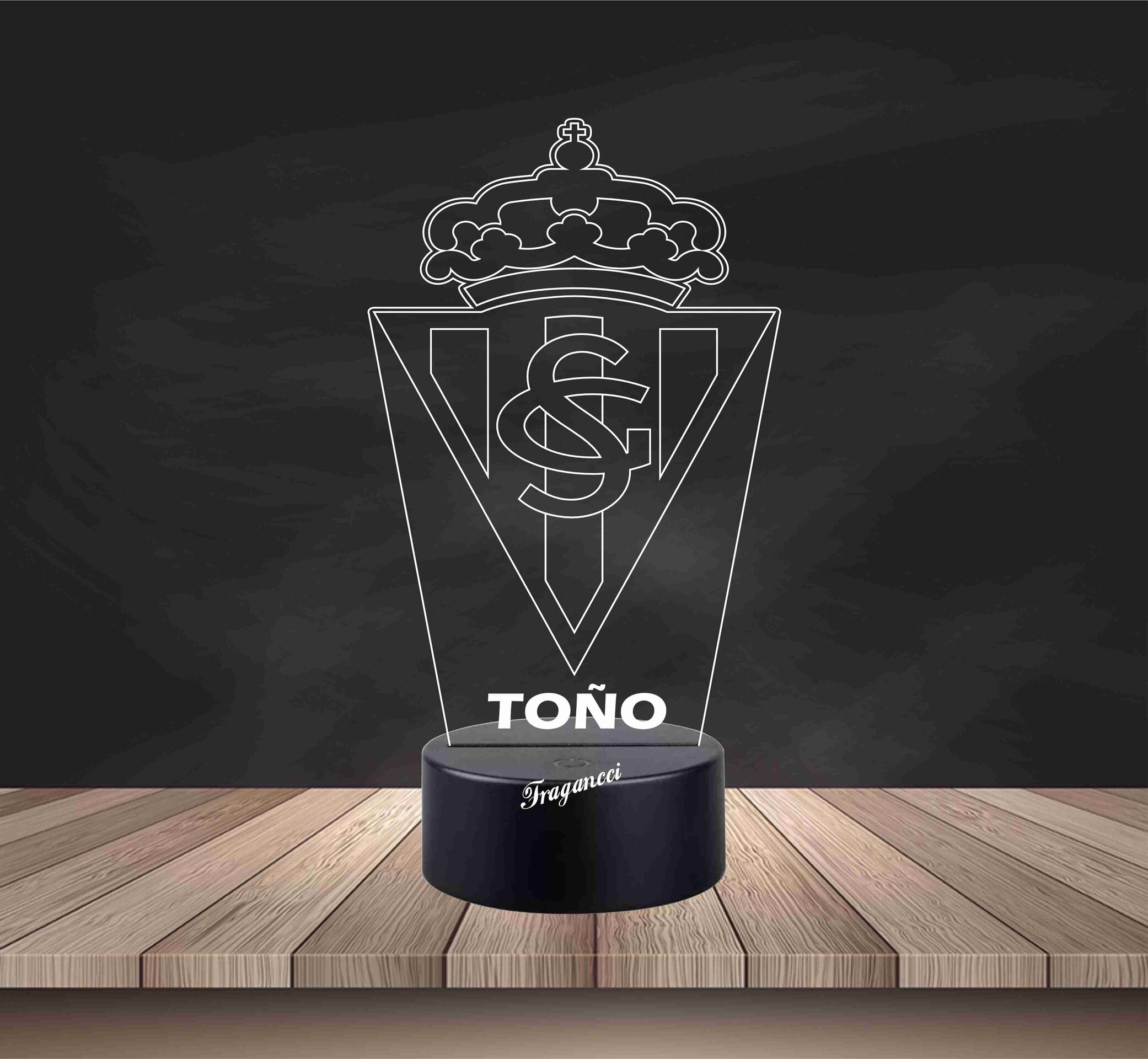 Lampara led 3d Escudo Futbol S de Gijon personalizable. - 2