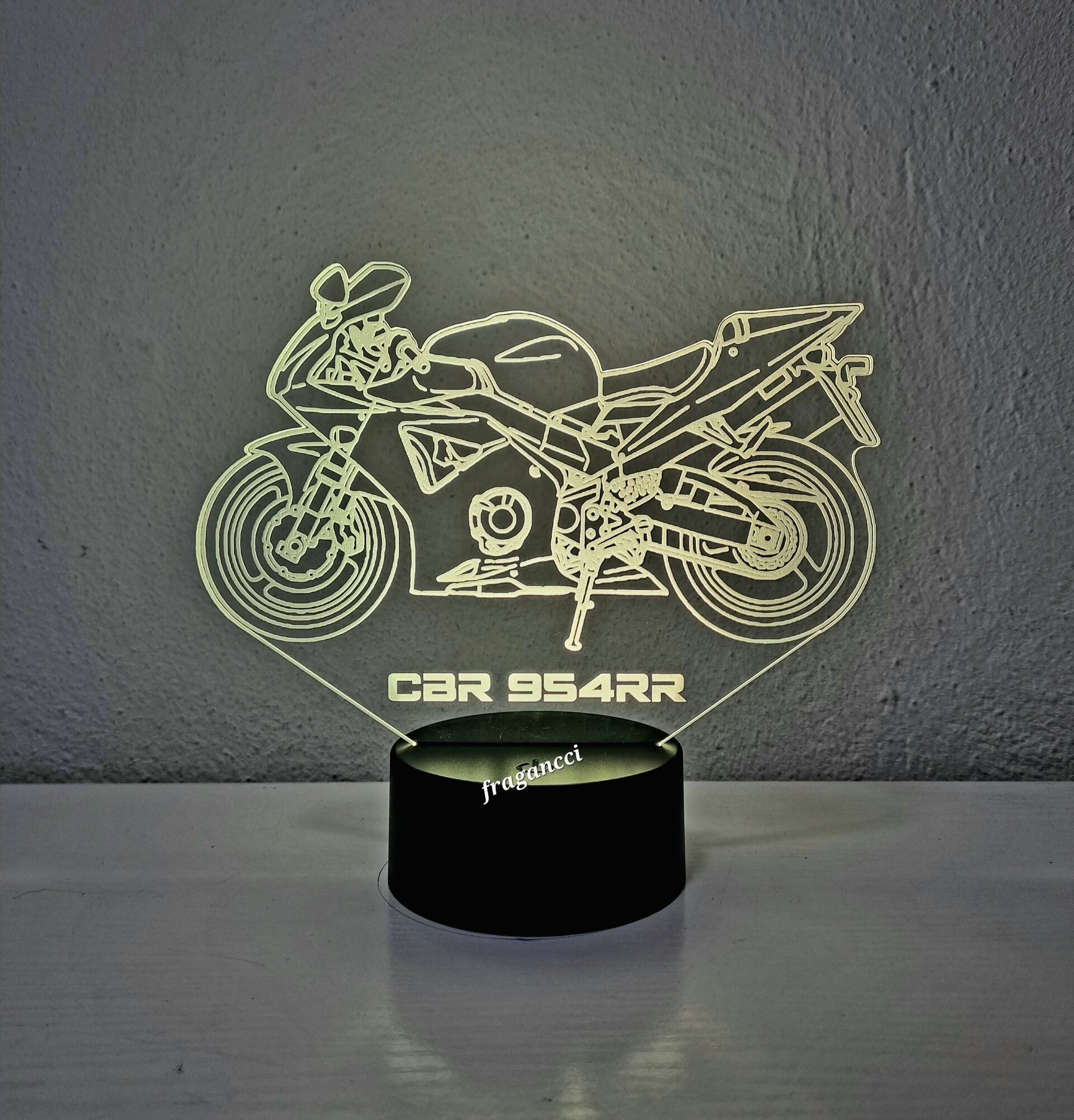 Lampara led 3d moto Hond a Cbr 954 personalizable, Lámpara led sobremesa - 3