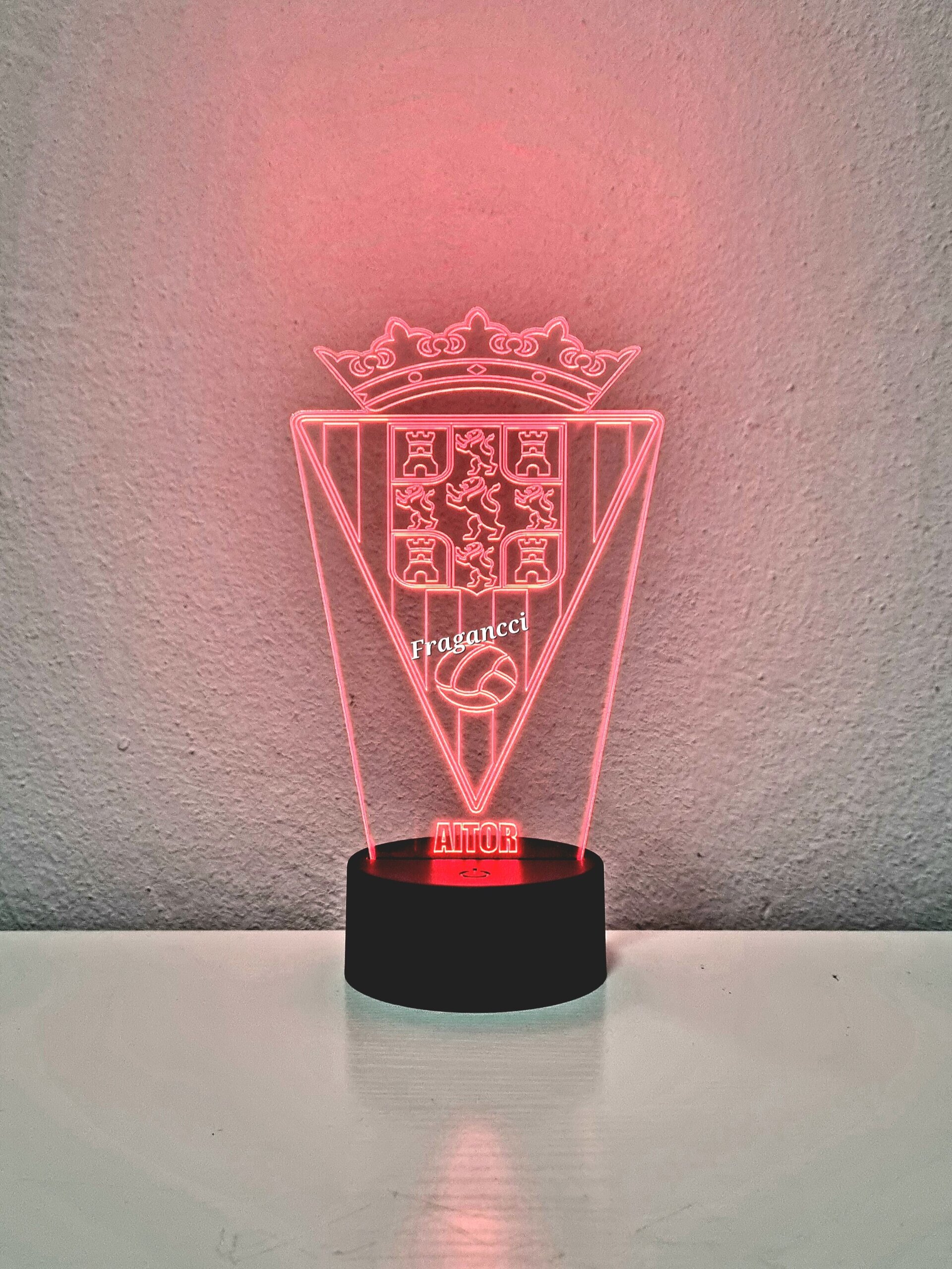 Lampara led 3d Escudo Futbol Córdoba personalizable, Lámpara led sobremesa - 8
