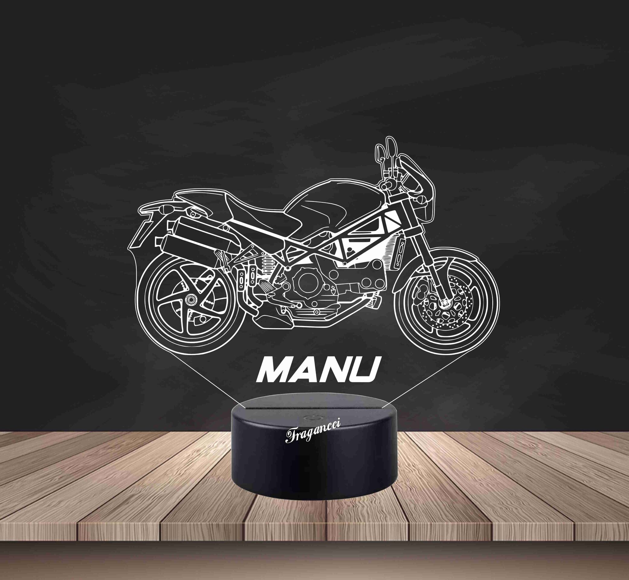 Lampara led 3d moto Ducat i Monster 696 personalizable, Lámpara led sobremesa - 2