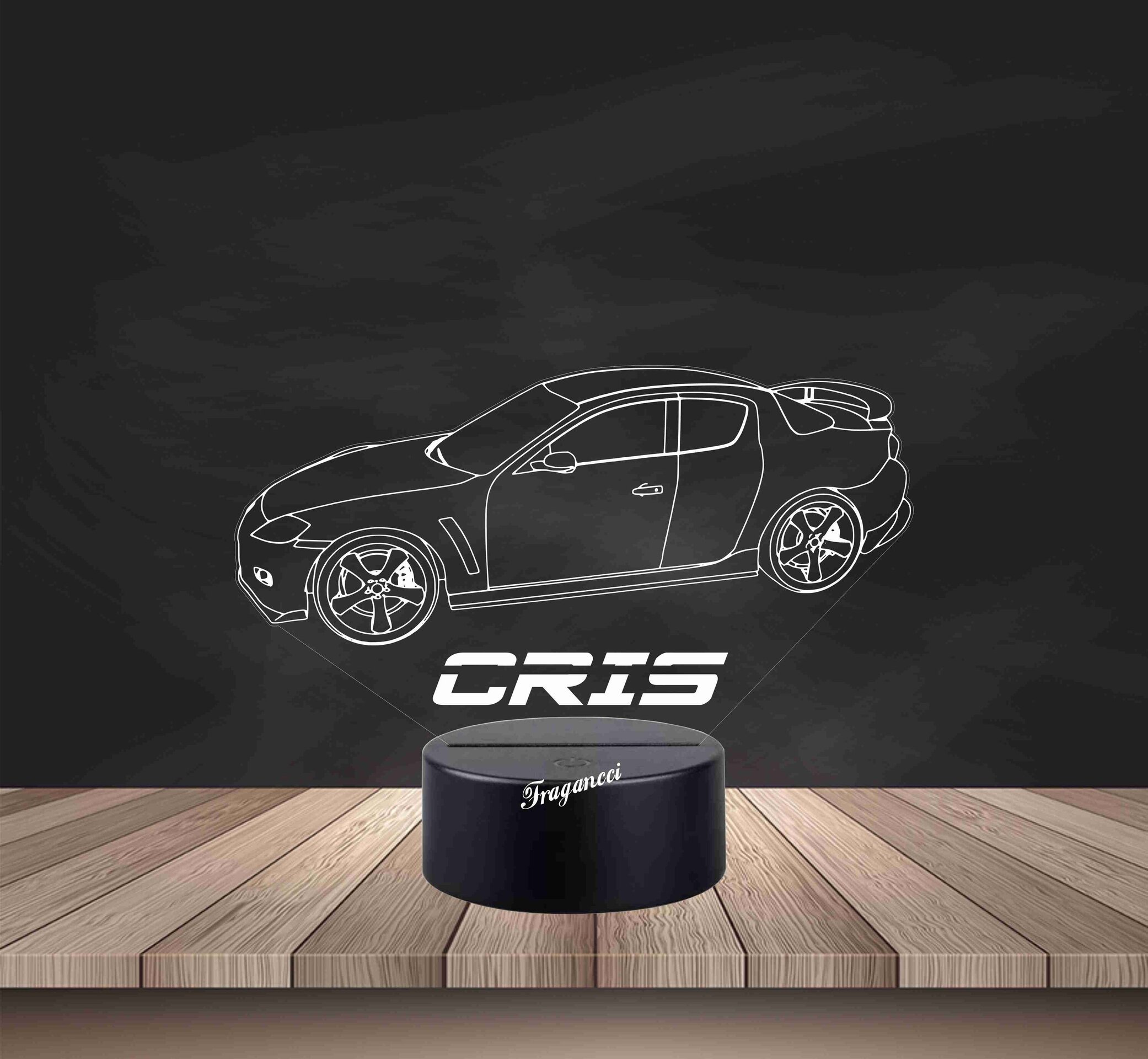 Lampara led 3d Mazd a RX8 personalizable, Lámpara led sobremesa - 2