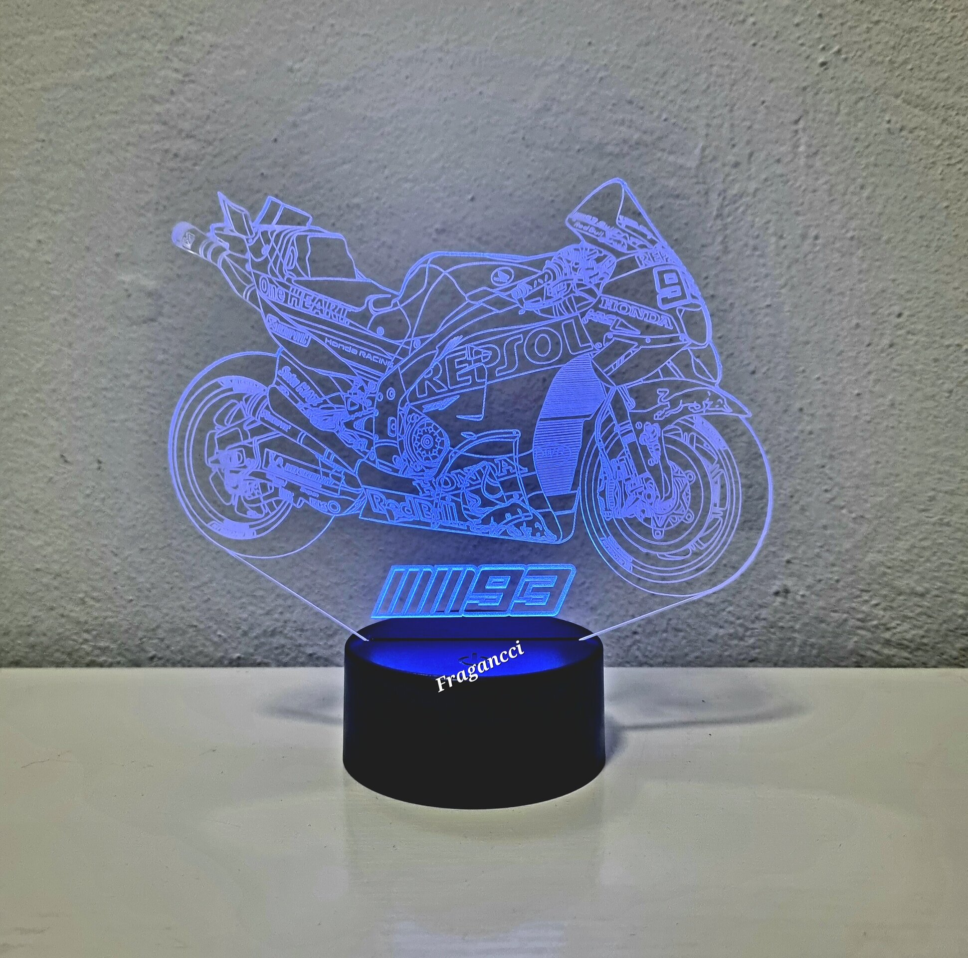 Lampara led 3d moto Hond a Rc213v 2023 personalizable Lámpara led sobremesa - 5