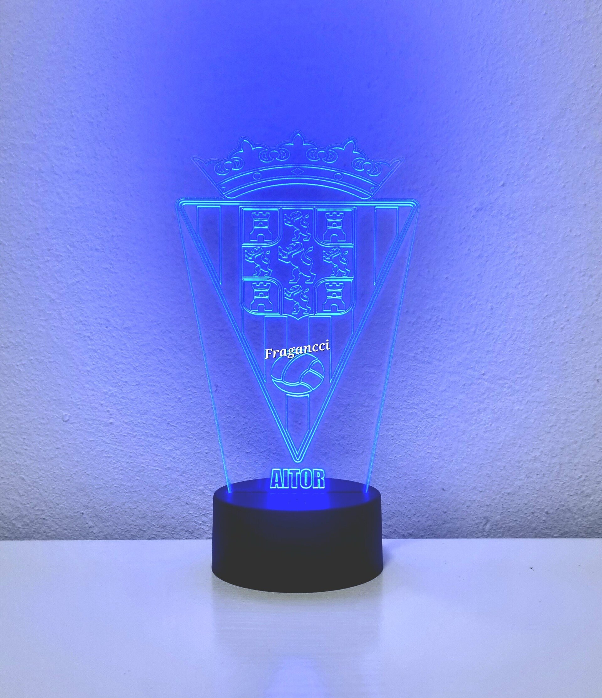 Lampara led 3d Escudo Futbol Córdoba personalizable, Lámpara led sobremesa - 9