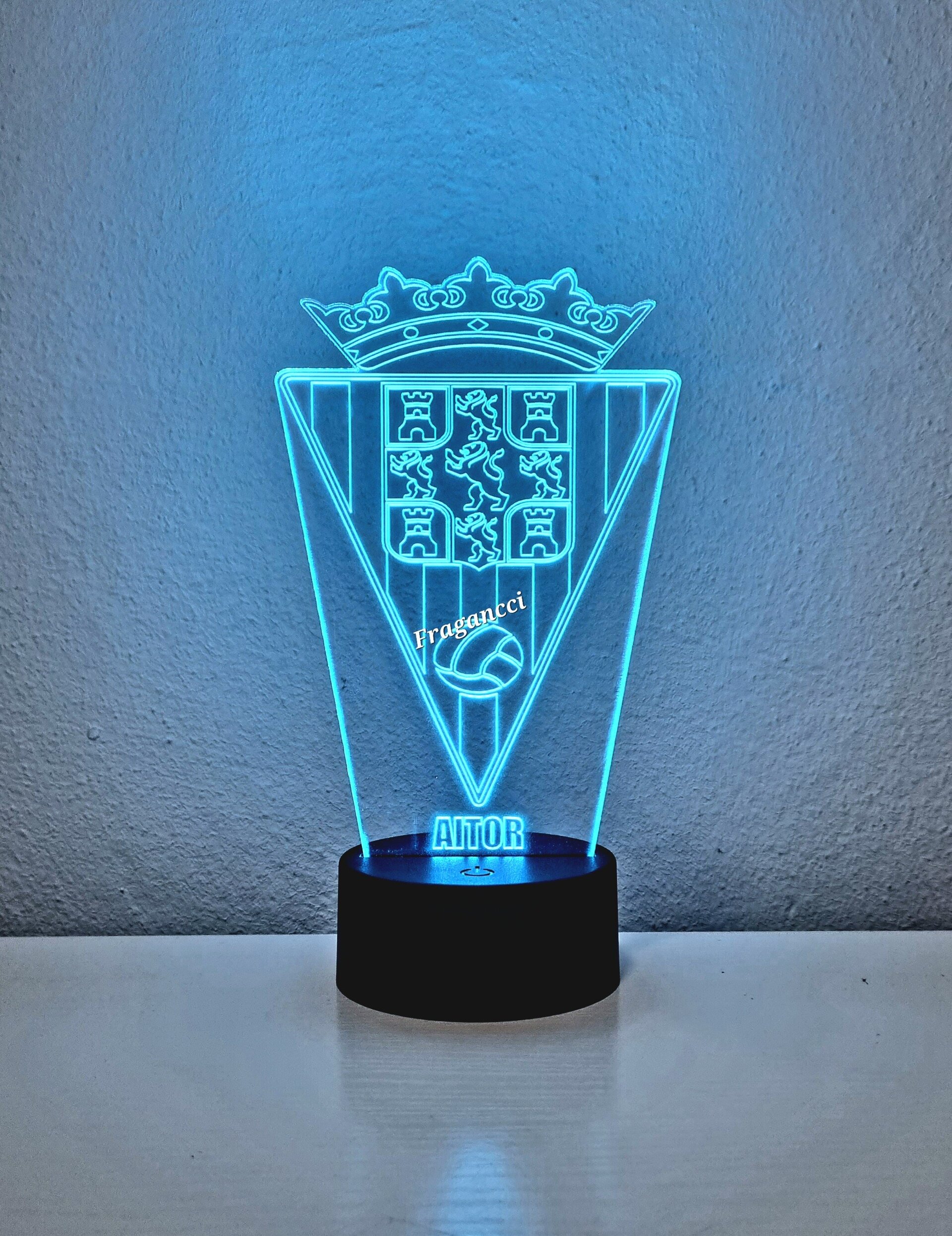 Lampara led 3d Escudo Futbol Córdoba personalizable, Lámpara led sobremesa - 3