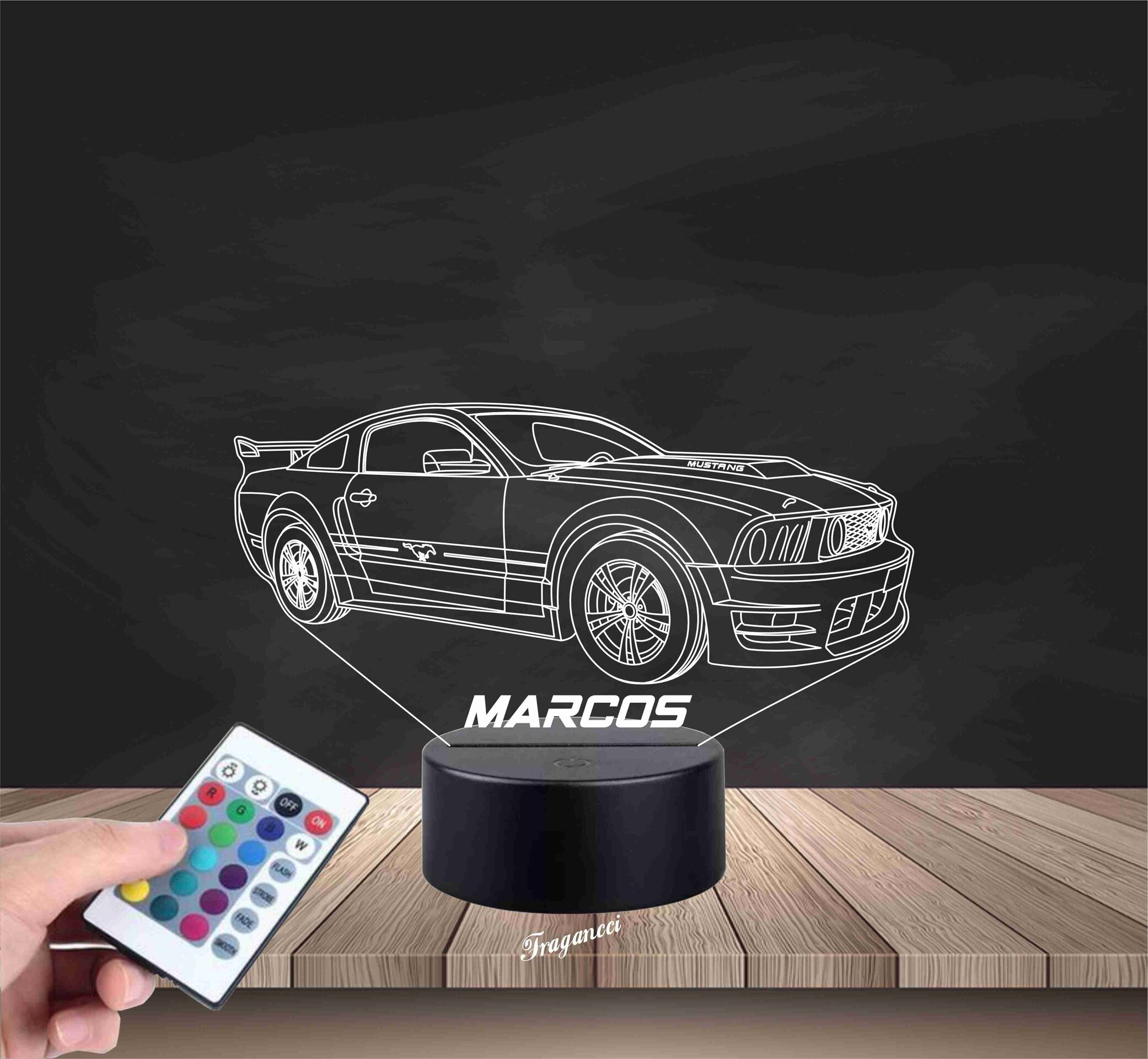 Lampara led 3d Coche For d Mustan g V personalizable, Lámpara led sobremesa - 2