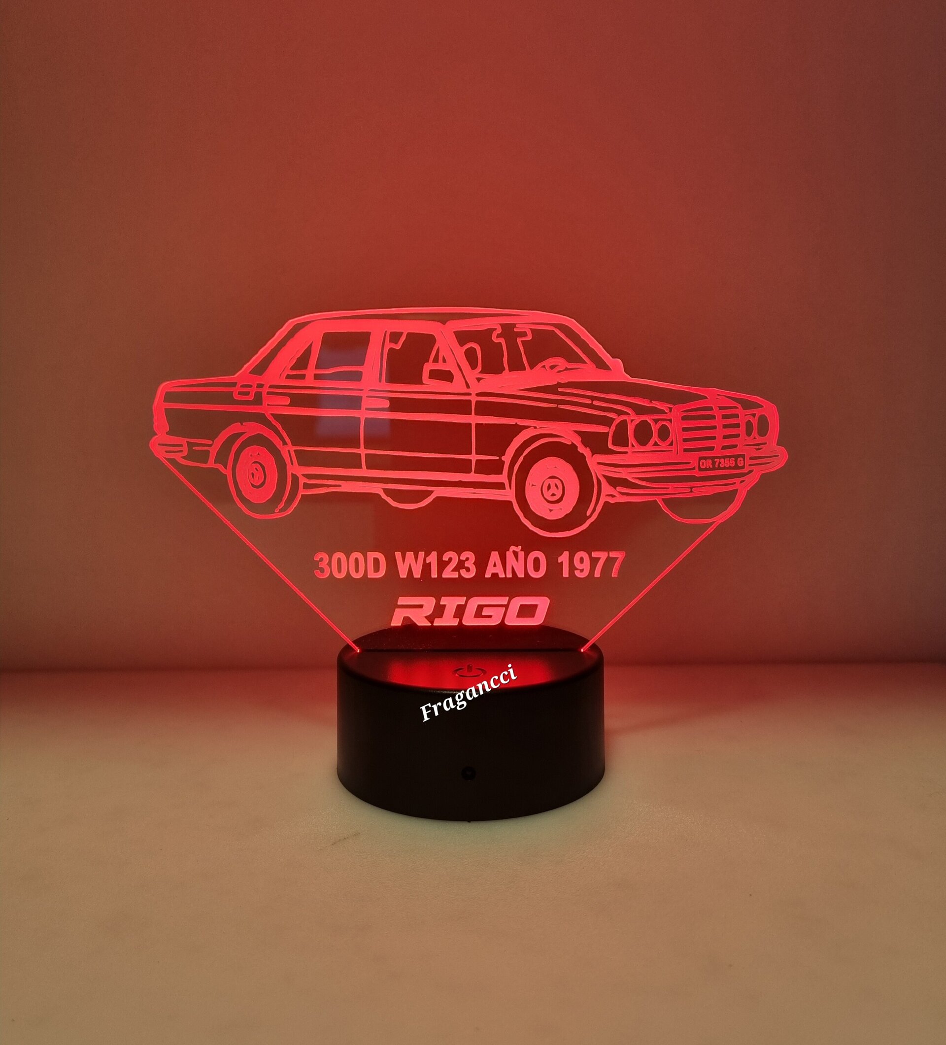 Lampara led 3d Mercede s 300D año 1977 personalizable, Lámpara led sobremesa - 9
