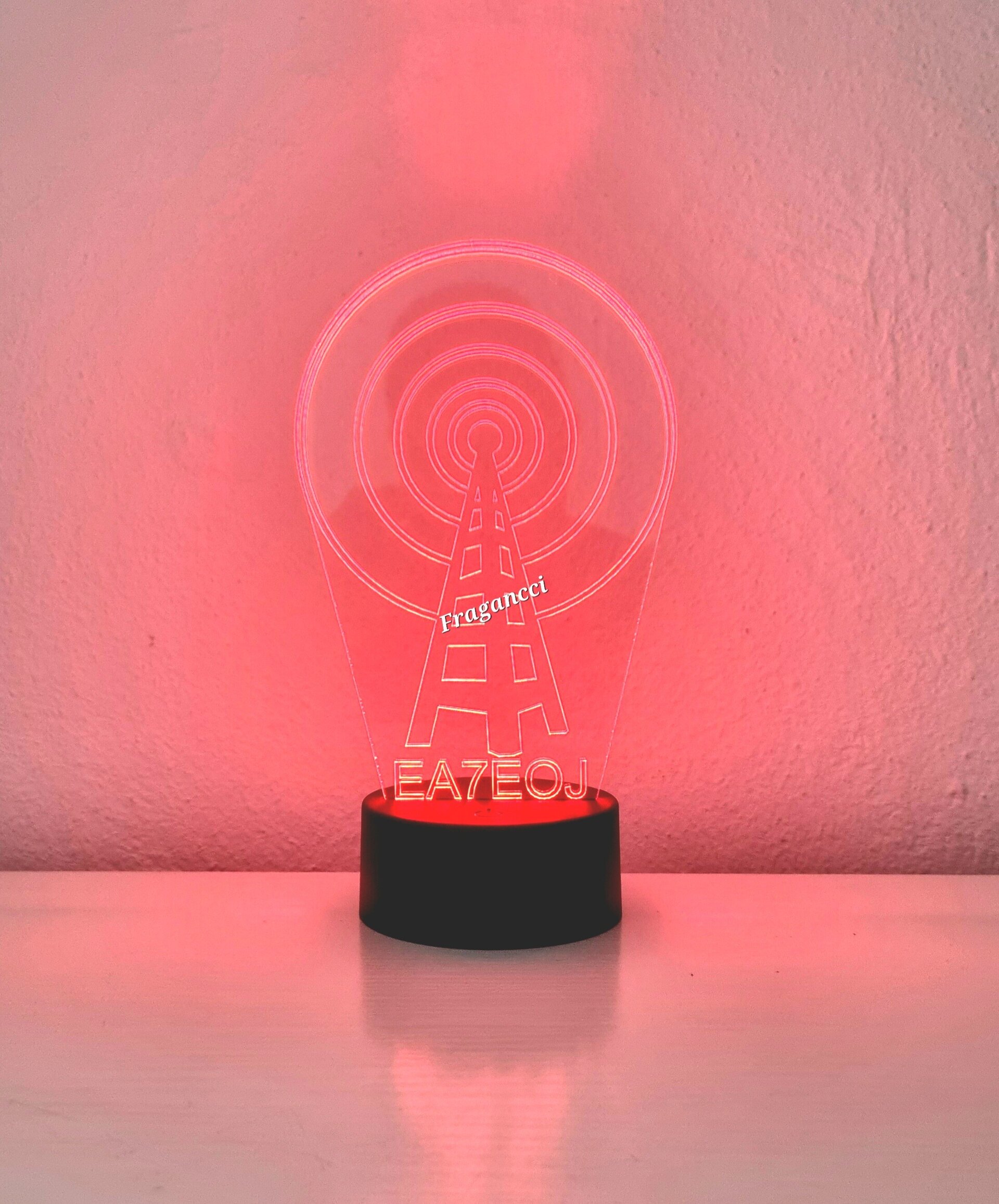 Lampara led 3d indicativo radioaficionados personalizable, Lámpara sobremesa - 5