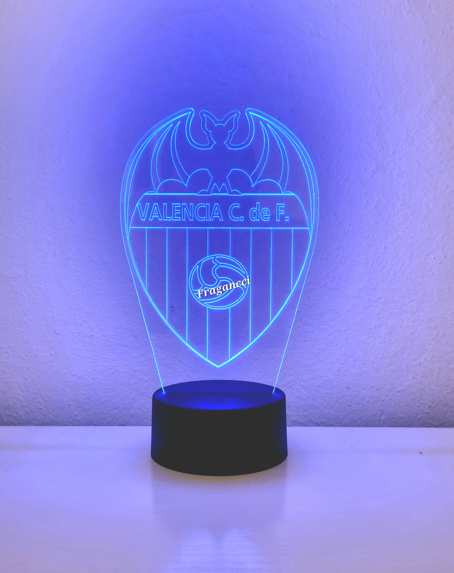 Lampara led 3d Escudo Futbol Valencia personalizable, Lámpara led sobremesa - 8